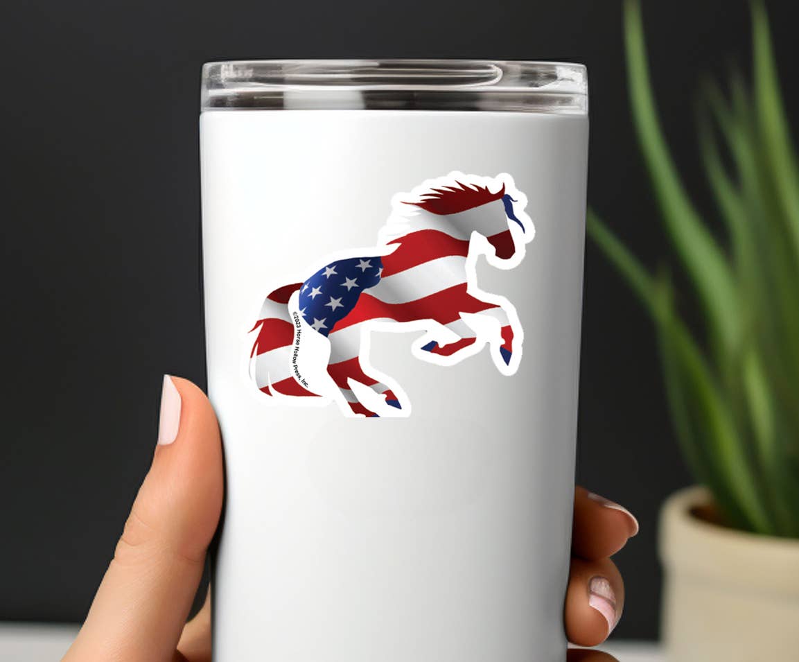 Horse Sticker Waterproof 3" | USA 250th | Cello Sleeved