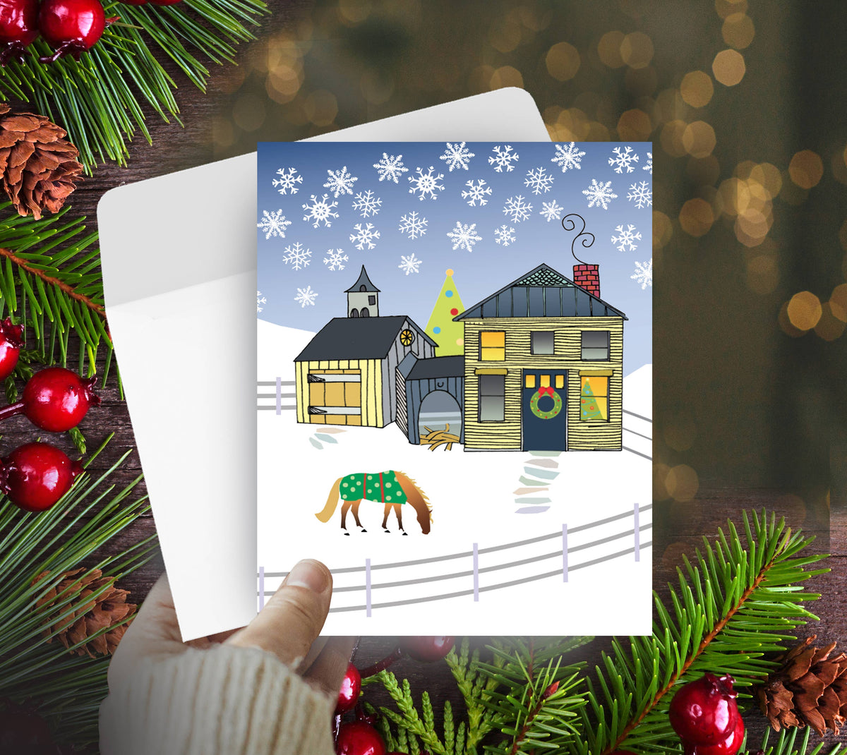 Horse Christmas Card | New England | Holiday Greeting Card