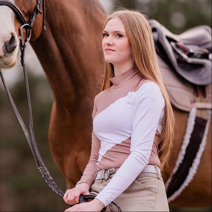 Mockneck Colorblock White & Sand