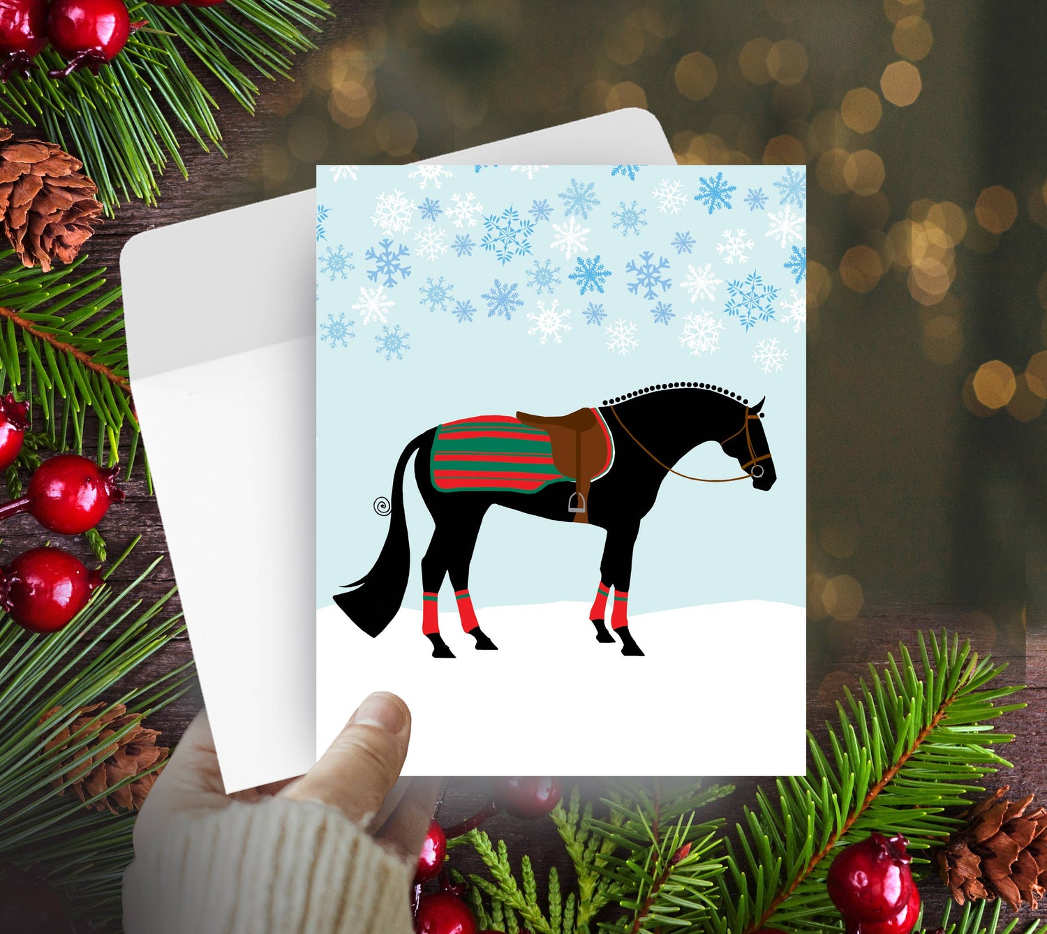 Horse Boxed Christmas Cards / Hunter Horse / 8 Holiday