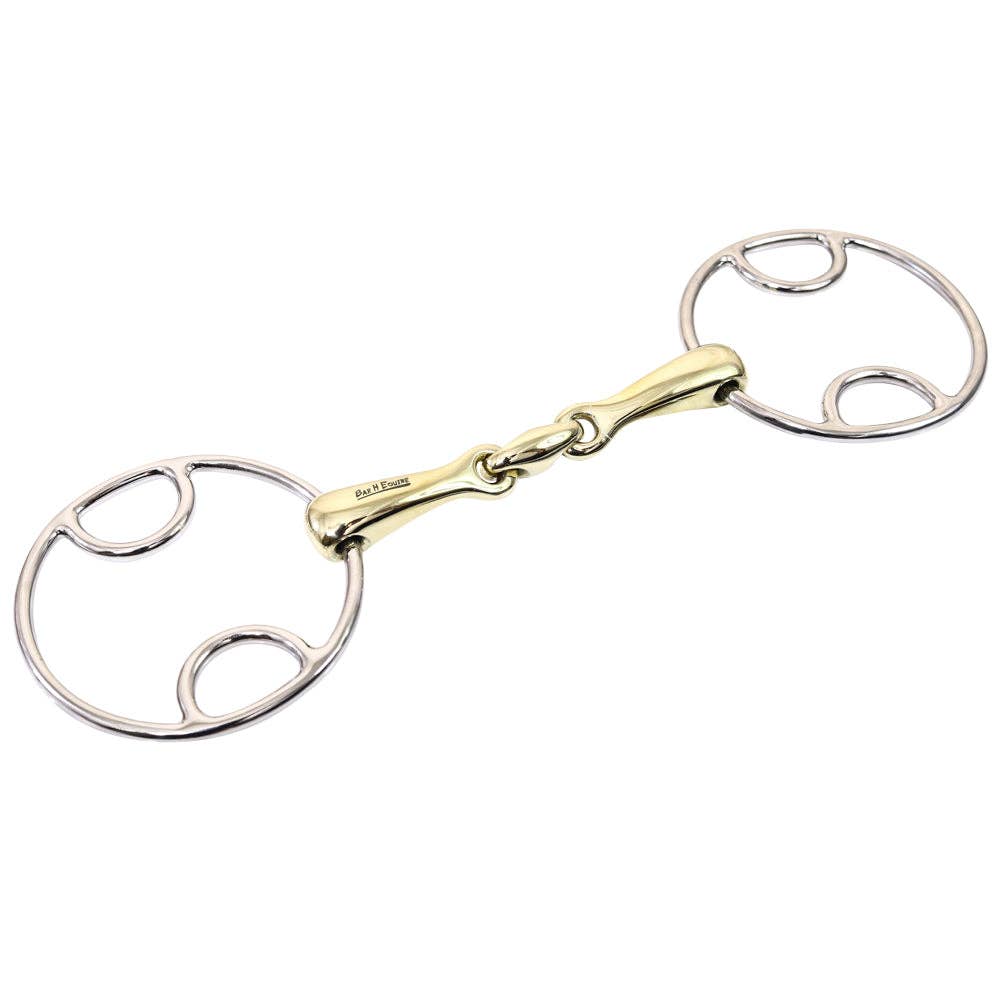 5" Bar H Equine W. O Ring Brass Mouth Snaffle H.
