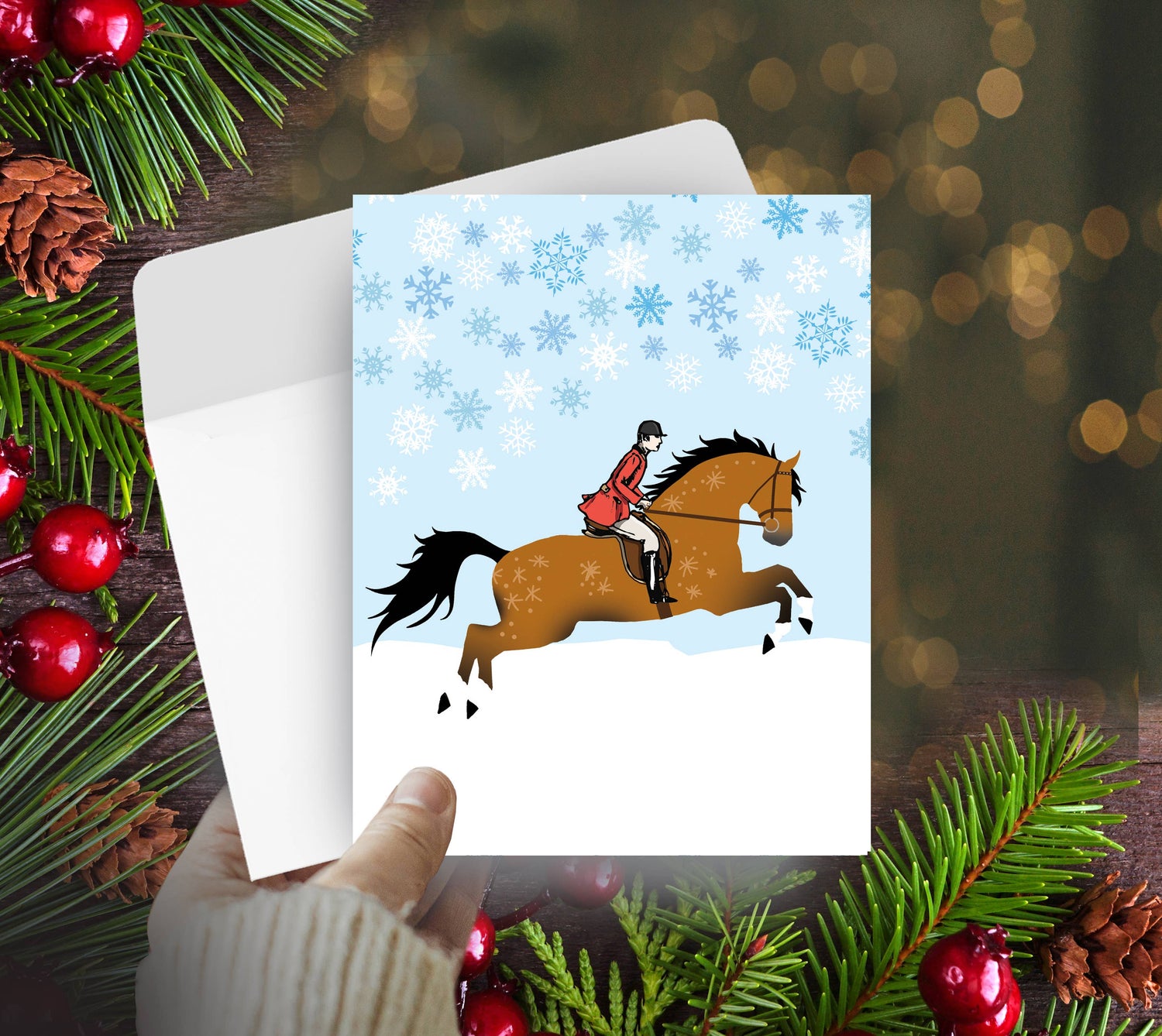 Horse Boxed Christmas Cards | Bay Fox Hunter | 8 Holiday