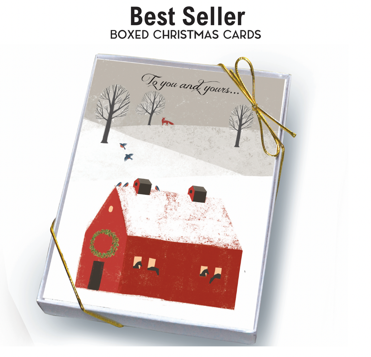Fox Boxed Christmas Cards | Fox, Horses & Barn | 8 Holiday