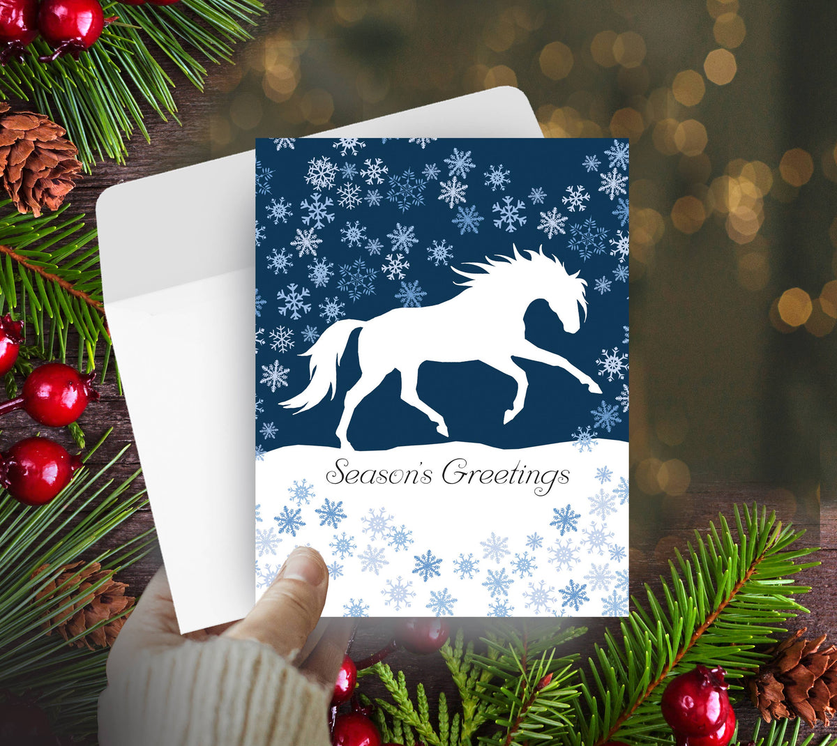 Horse Christmas Card | Horse & Snow | Holiday Greeting Card