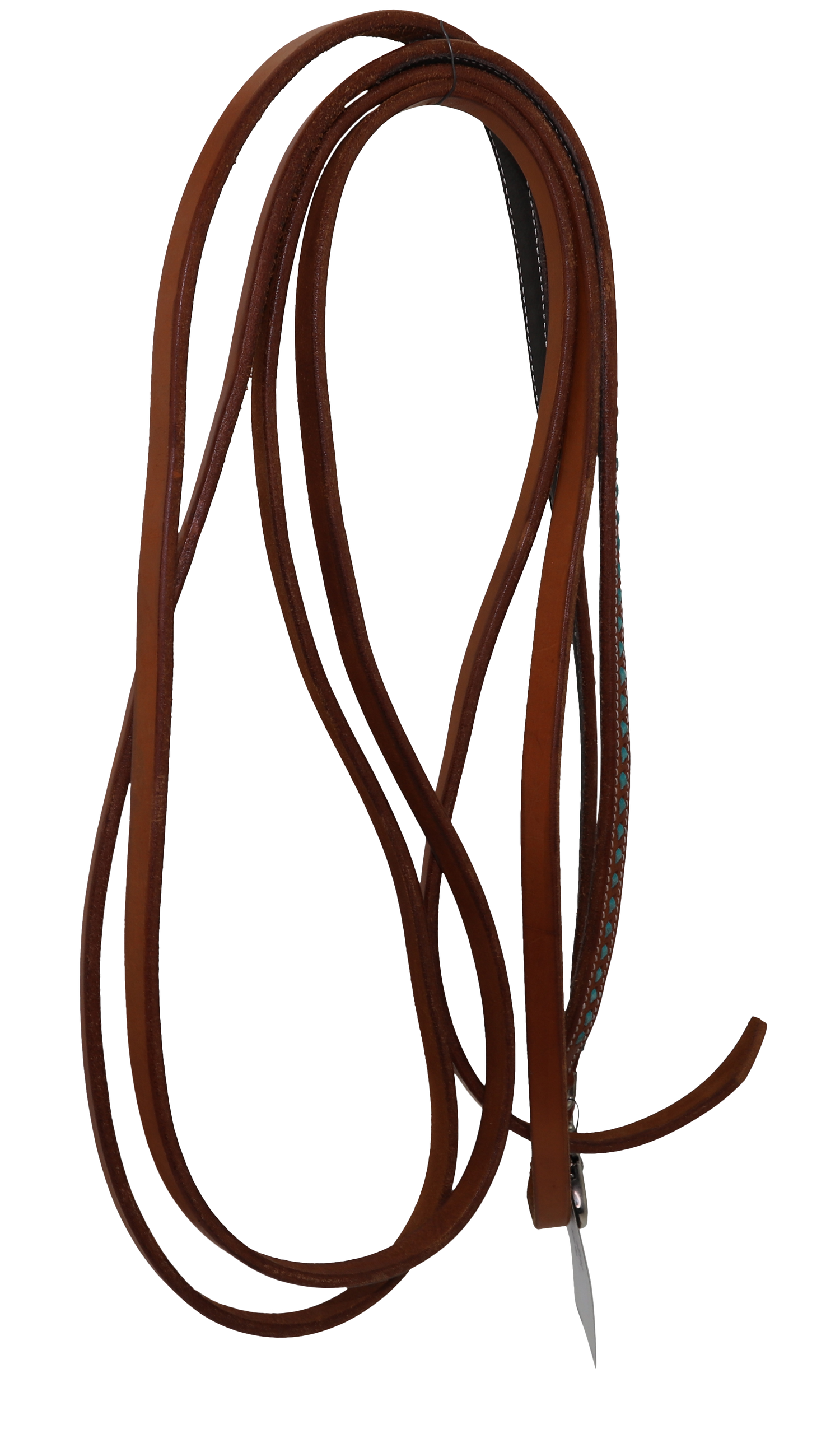 Western Chestnut and Turquoise Leather Split Reins