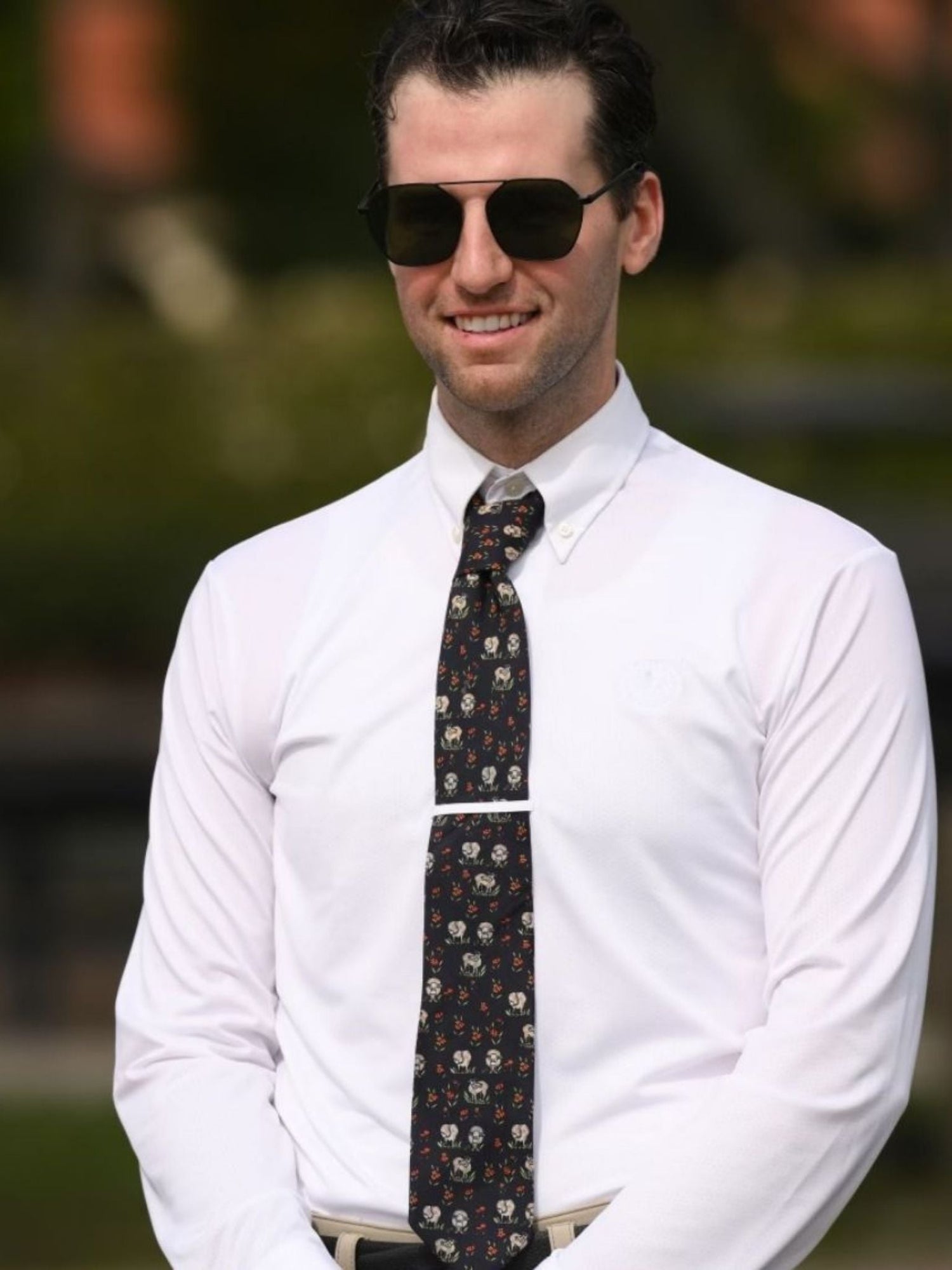 Men's Solid White Talent Yarn Long Sleeve Show Shirt