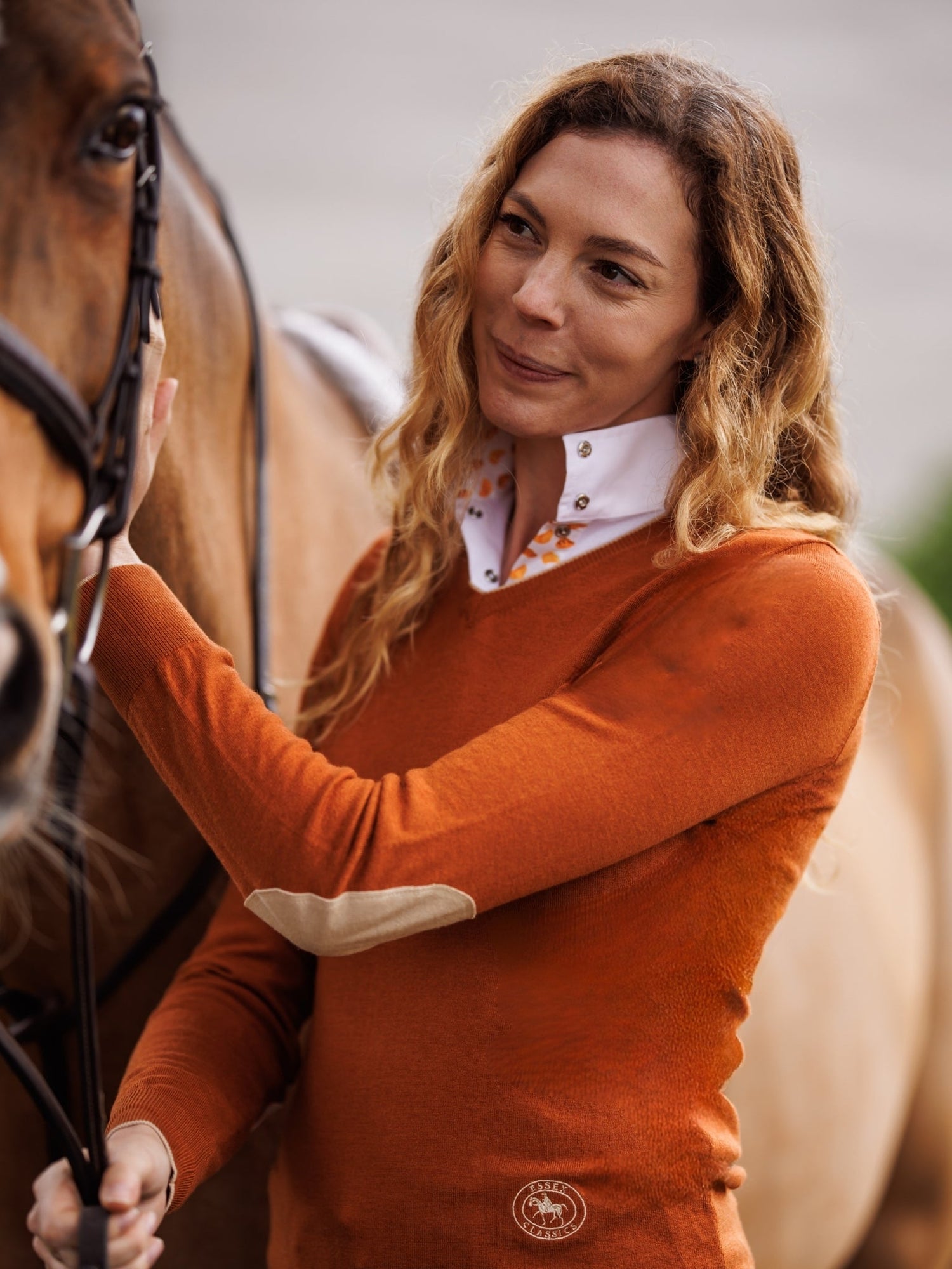Rust with Oatmeal Trey V-Neck Sweater