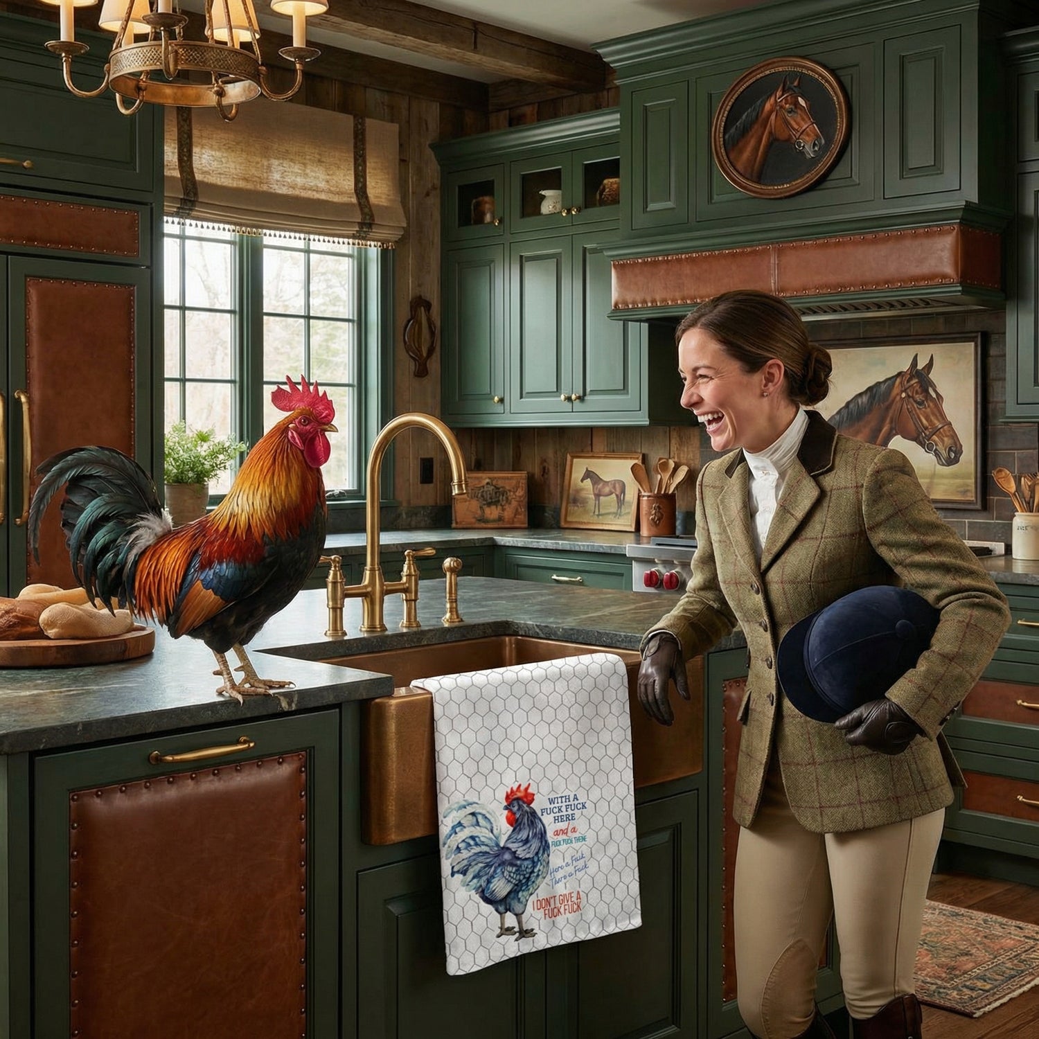 With a f*ck f*ck here Kitchen Towel