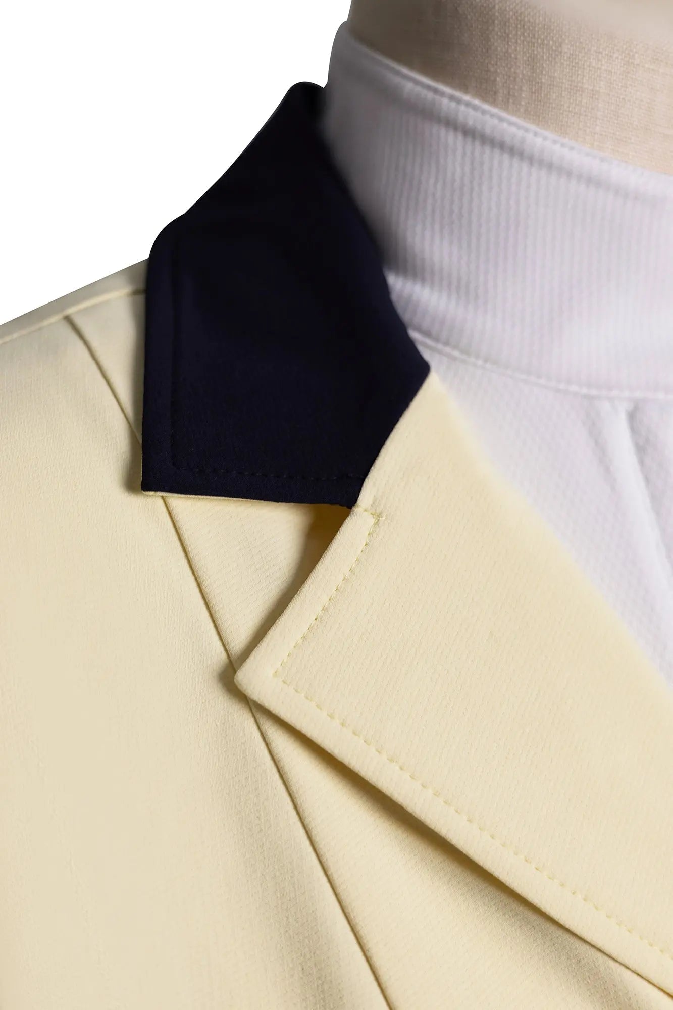 Grand Prix Ladies EQJ 3 Button Show Coat, Butter with Navy Collar