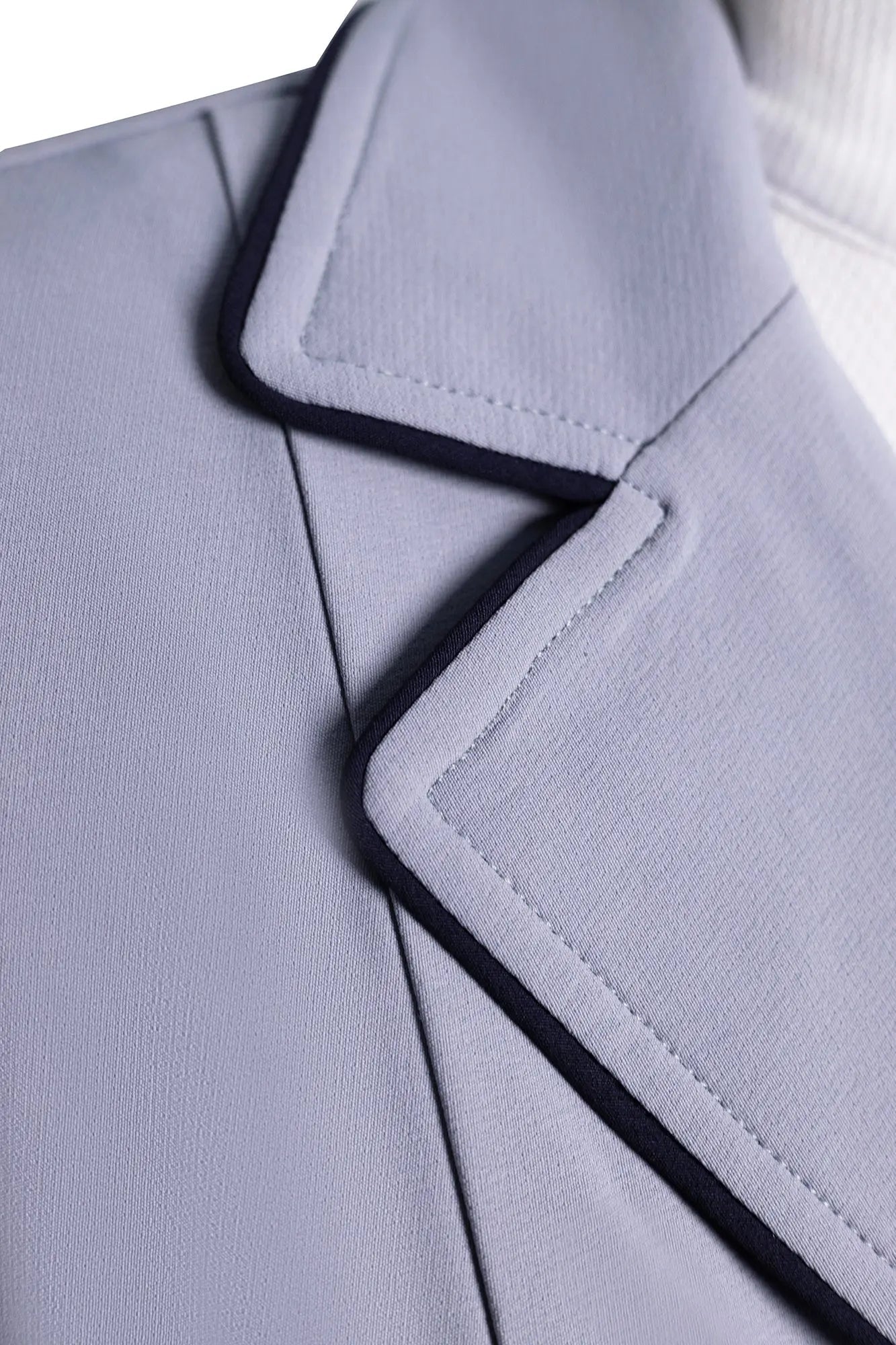 Grand Prix Ladies EQJ 3 Button Show Coat, Cadet Blue with Navy Piping