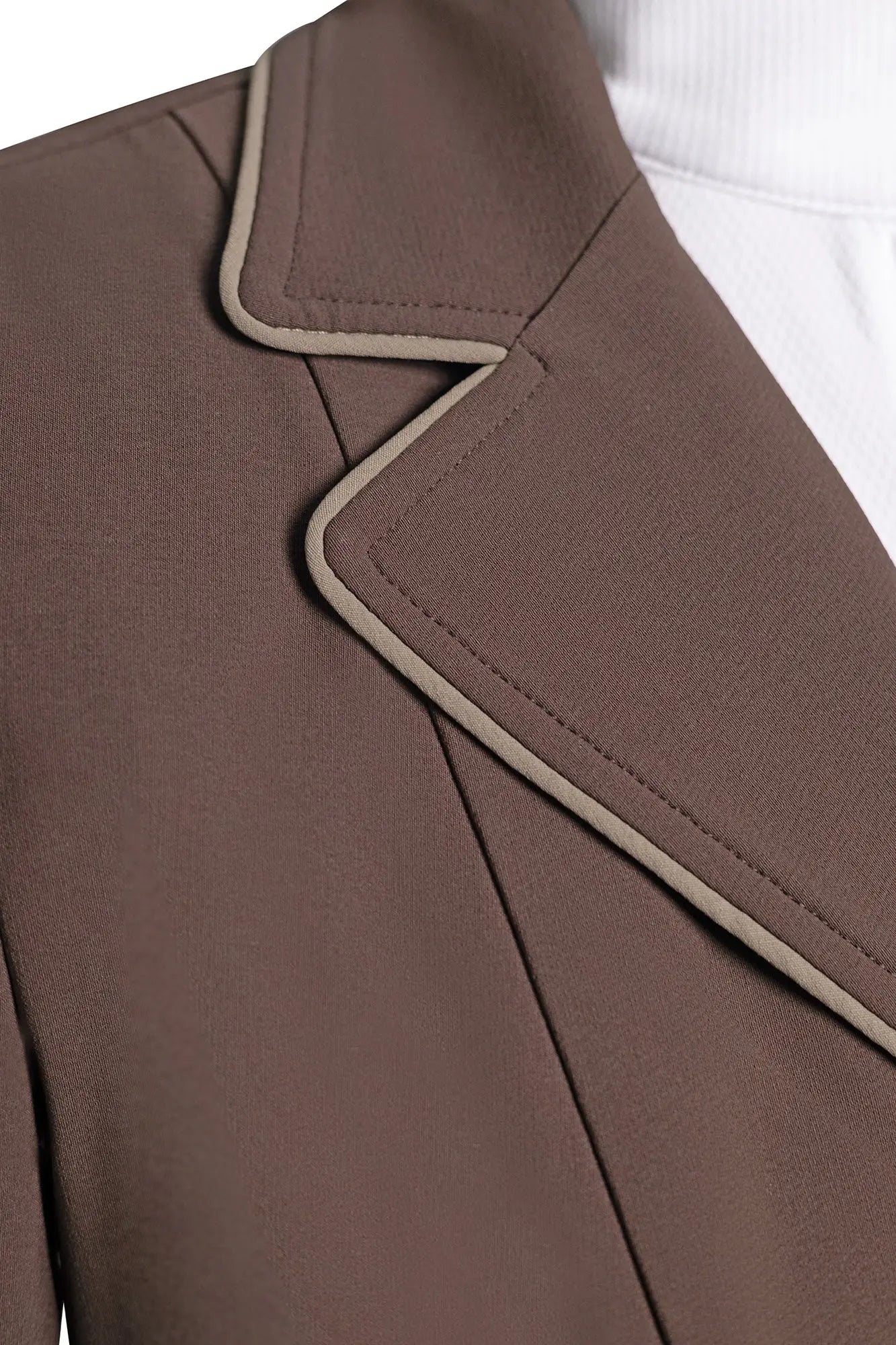 Grand Prix Ladies EQJ 3 Button Show Coat, Chocolate with Tan Piping