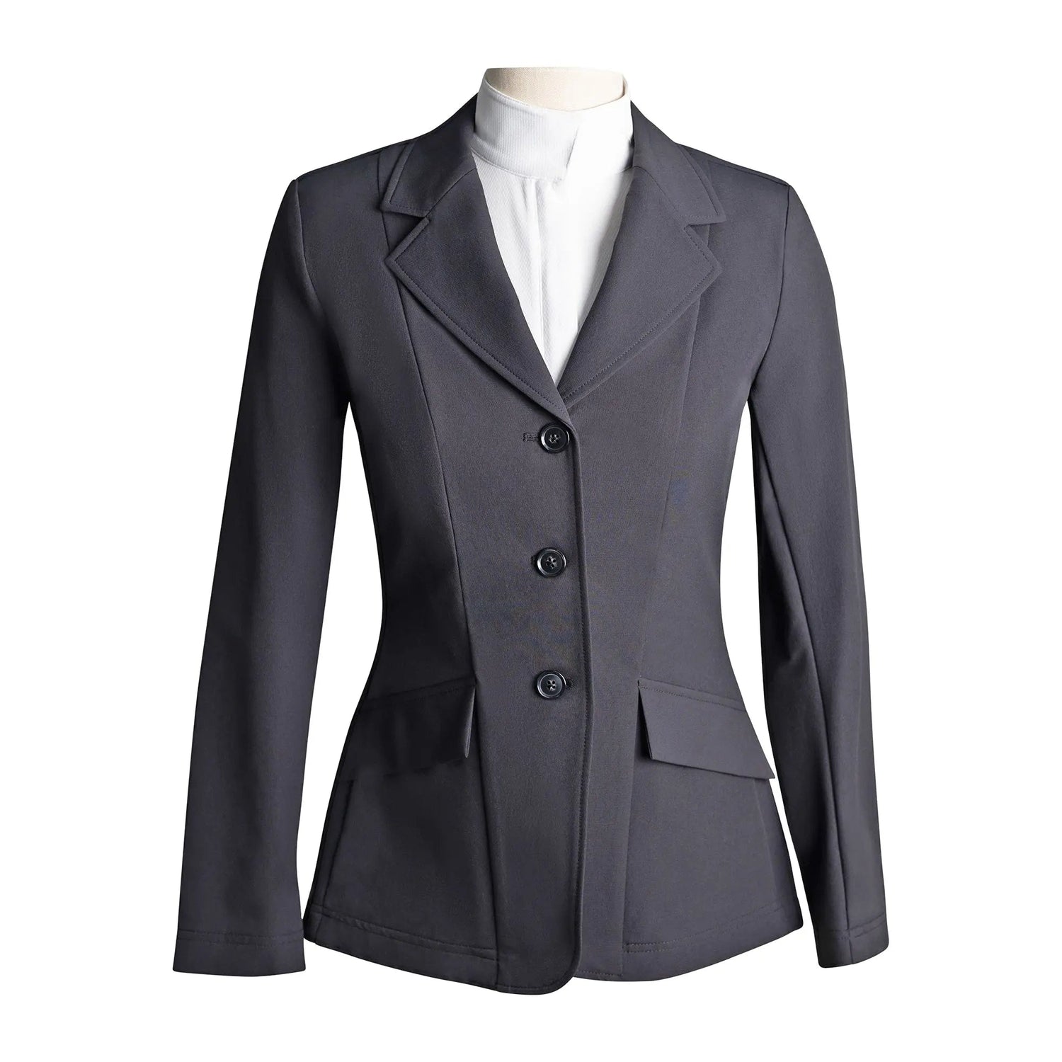 Grand Prix Ladies EQJ 3 Button Show Coat, NY Tech Fabric, Black