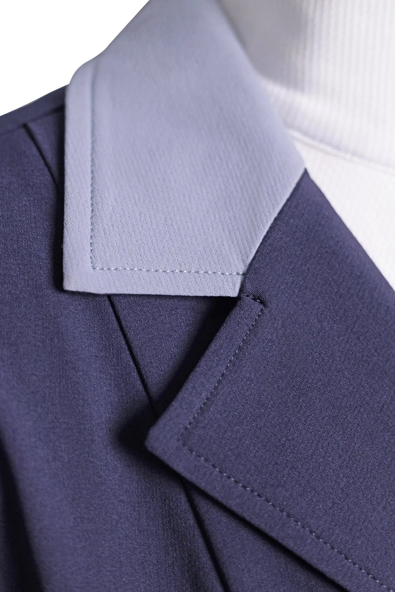 Grand Prix Ladies EQJ 3 Button Show Coat, Navy with Cadet Blue Collar