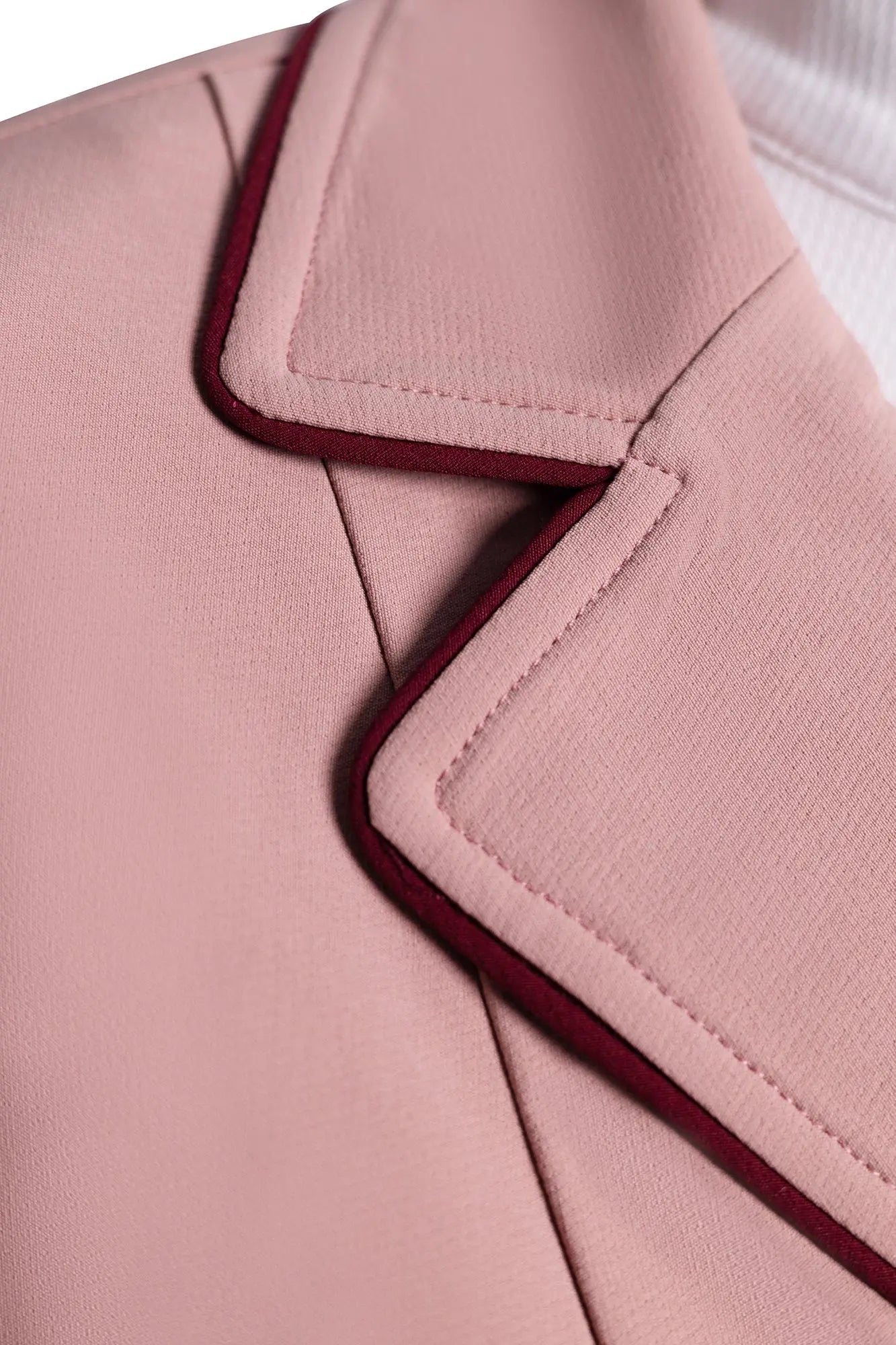 Grand Prix Ladies EQJ 3 Button Show Coat, Rose with Burgundy Piping