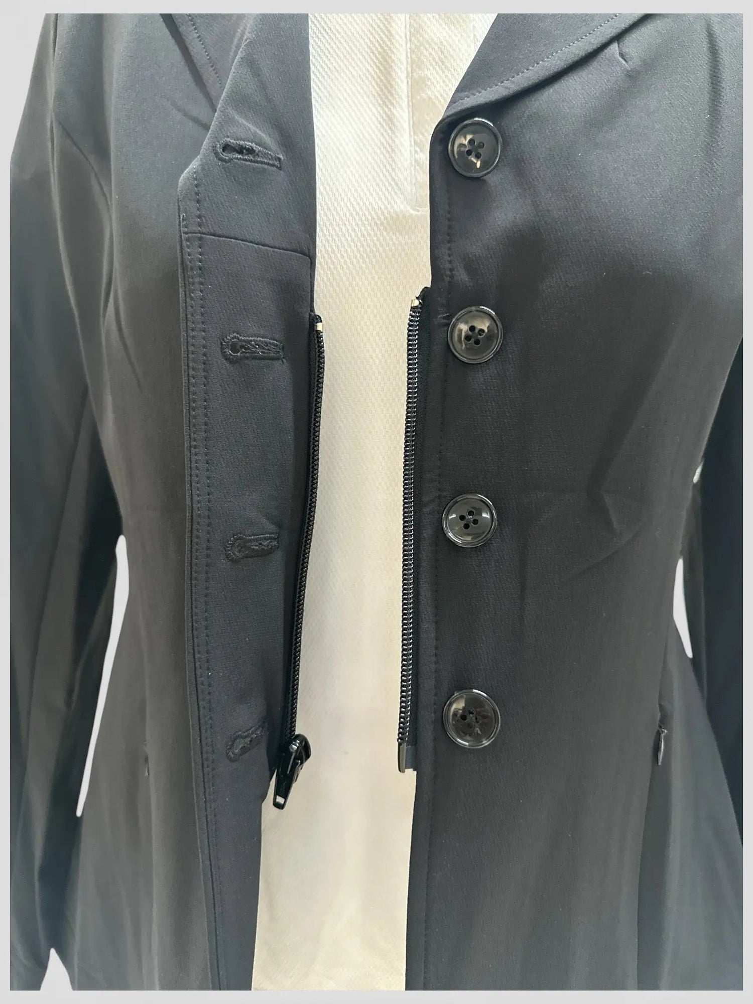 Grand Prix Quinn Show Jacket, 4 Button Front with Hidden Zipper Closure, Black