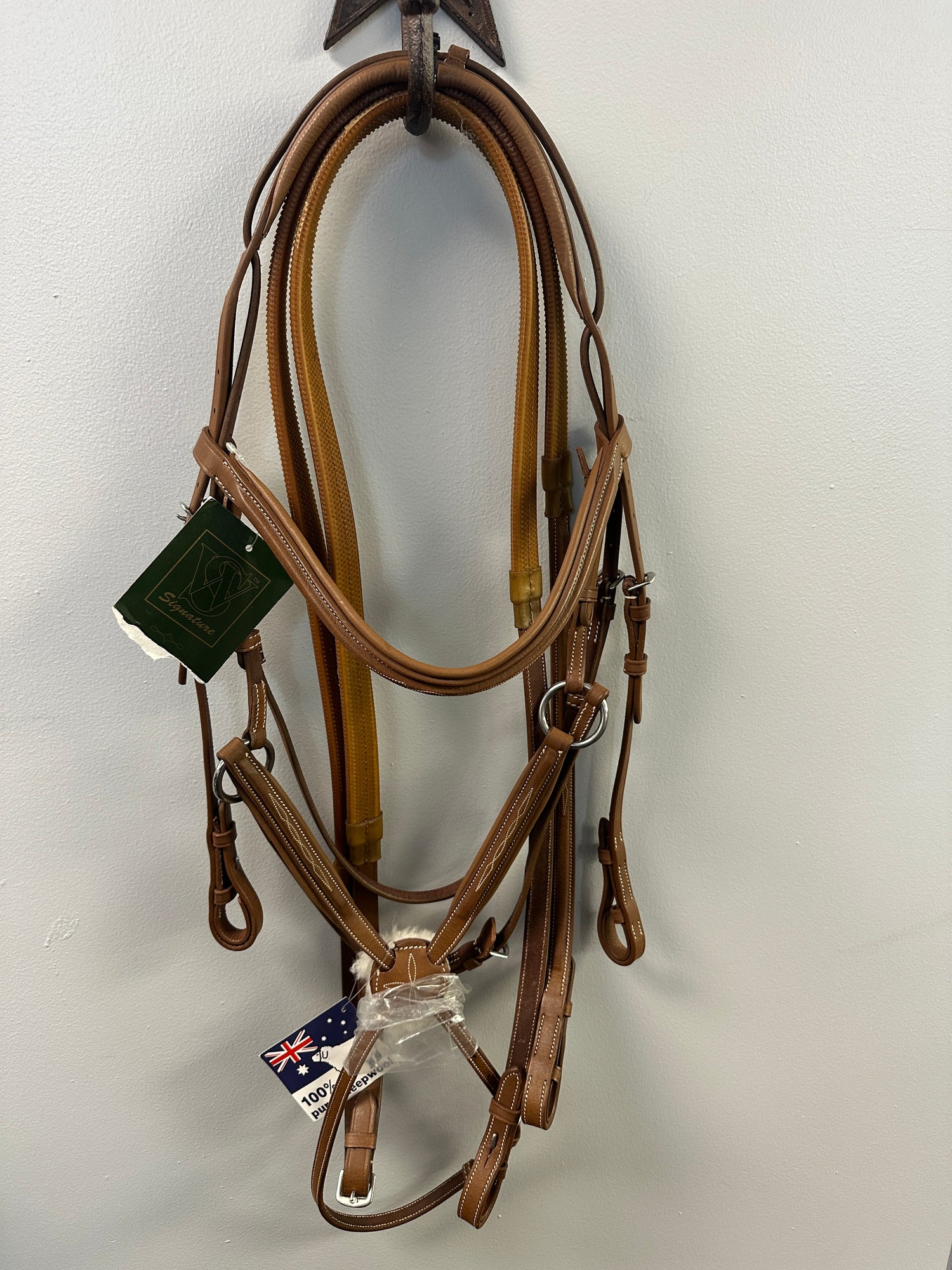 Fancy Stitched Figure 8 Noseband Horse Bridle with Rubber Reins