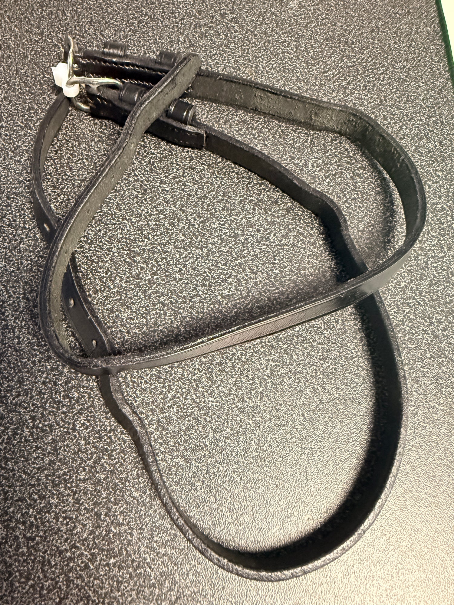 Black Leather Spur Straps English
