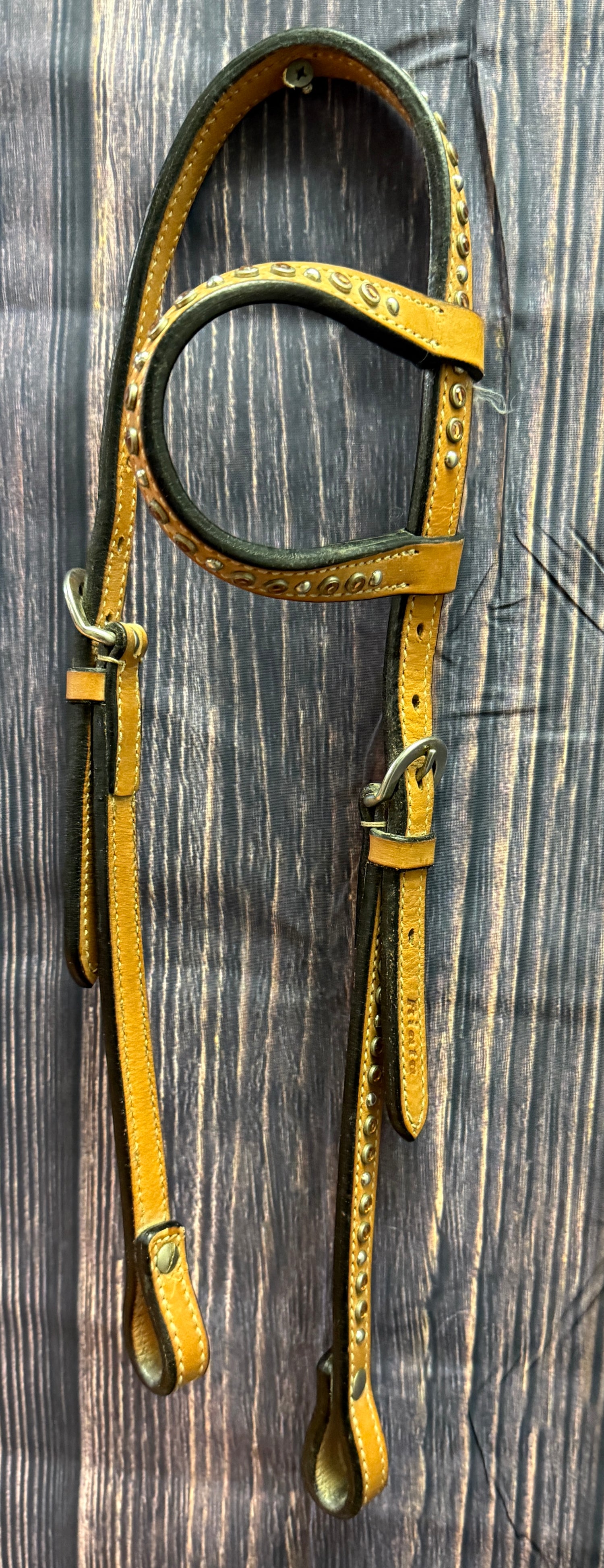 Western Headstall one ear with Pink stones