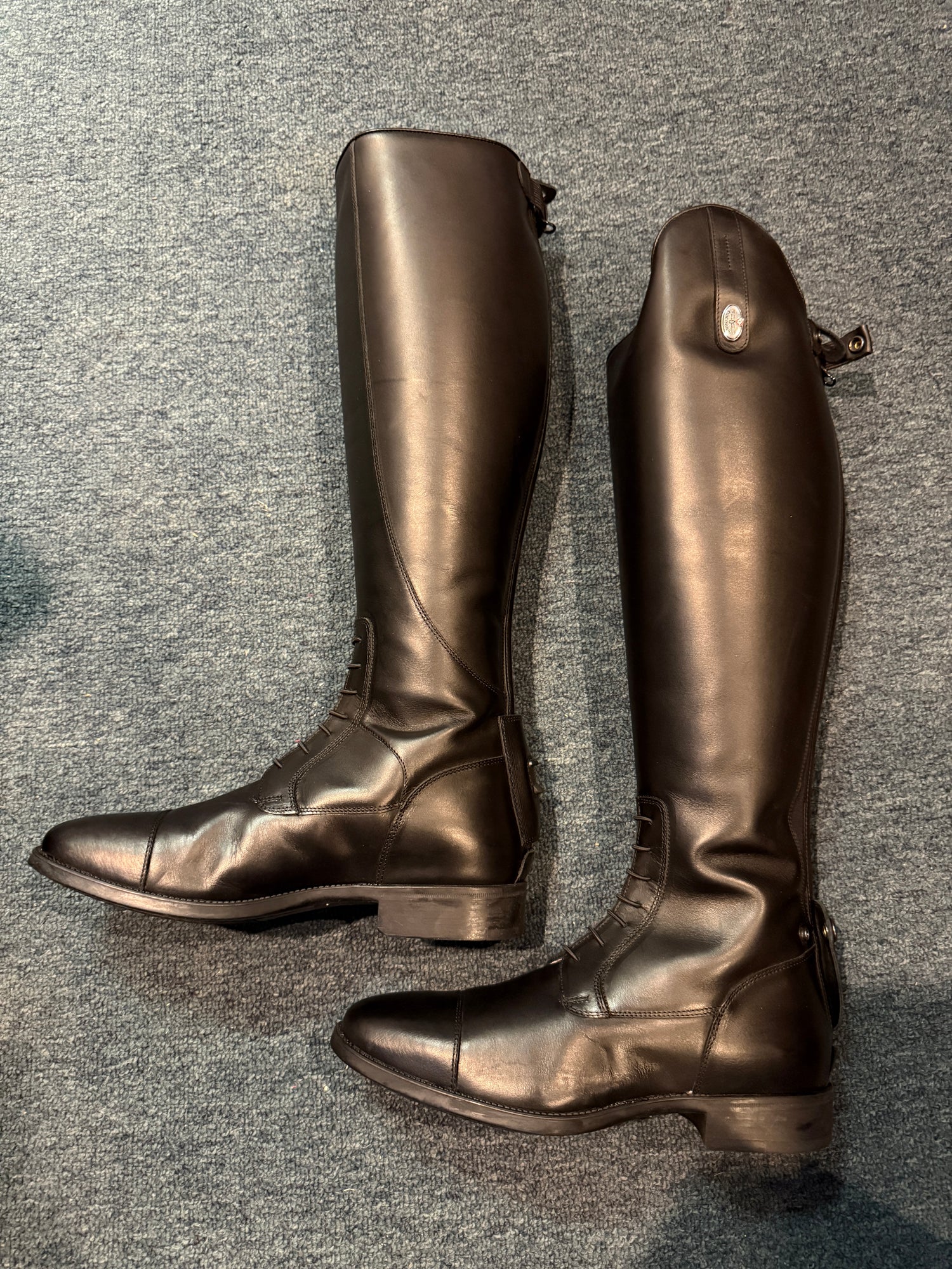 11 Women's Wide Black Tall Field Boots Tricolore NEW