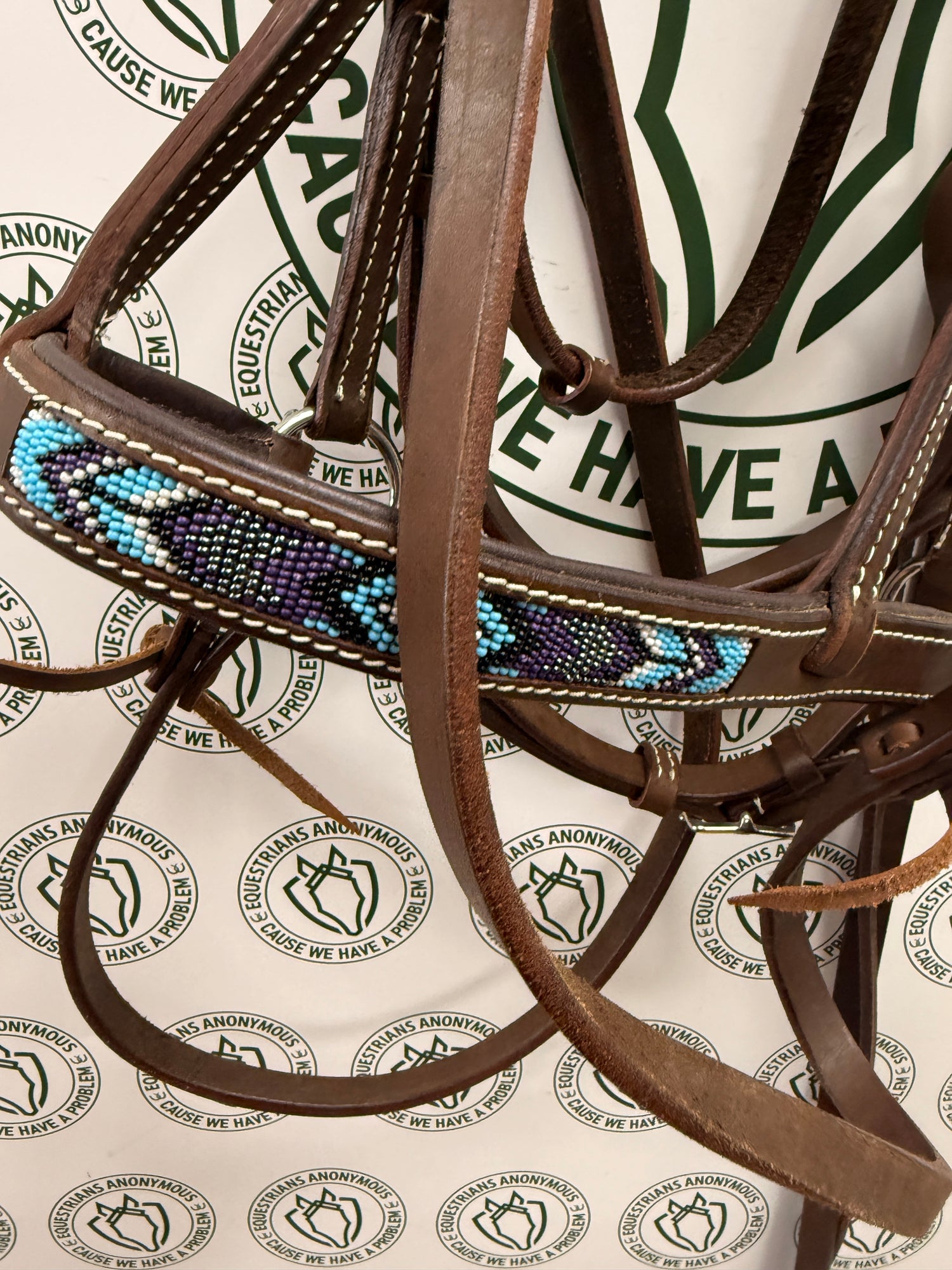 Western Leather Beaded Side Pull Bridle