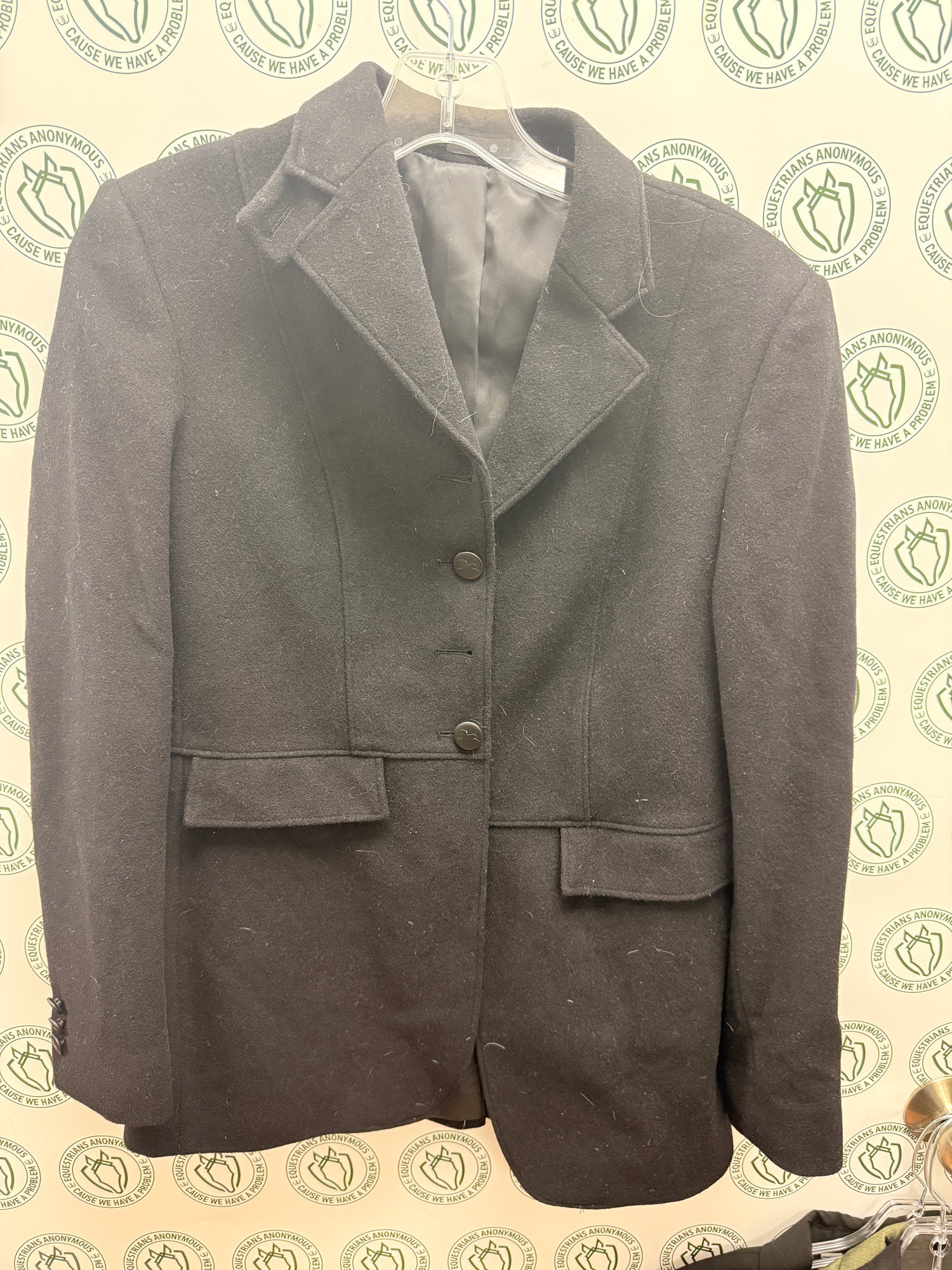 4R Women's Wool Black "Melton" Hunt Coat by RJC