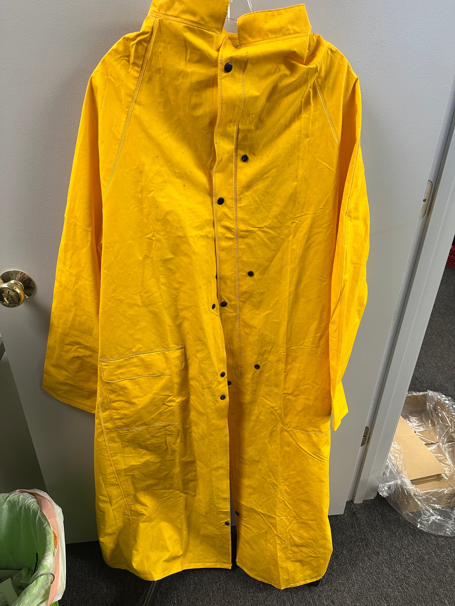 Yellow Riding Raincoat with cutout in back for riding