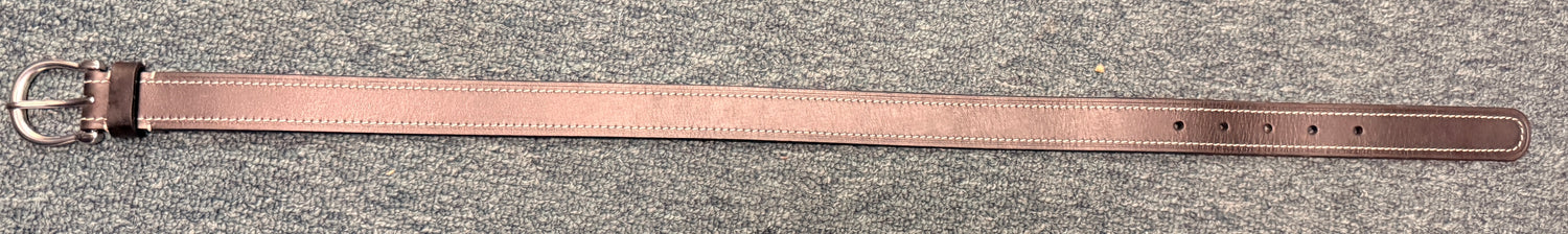 Belt 23" - 27" black leather white stitching