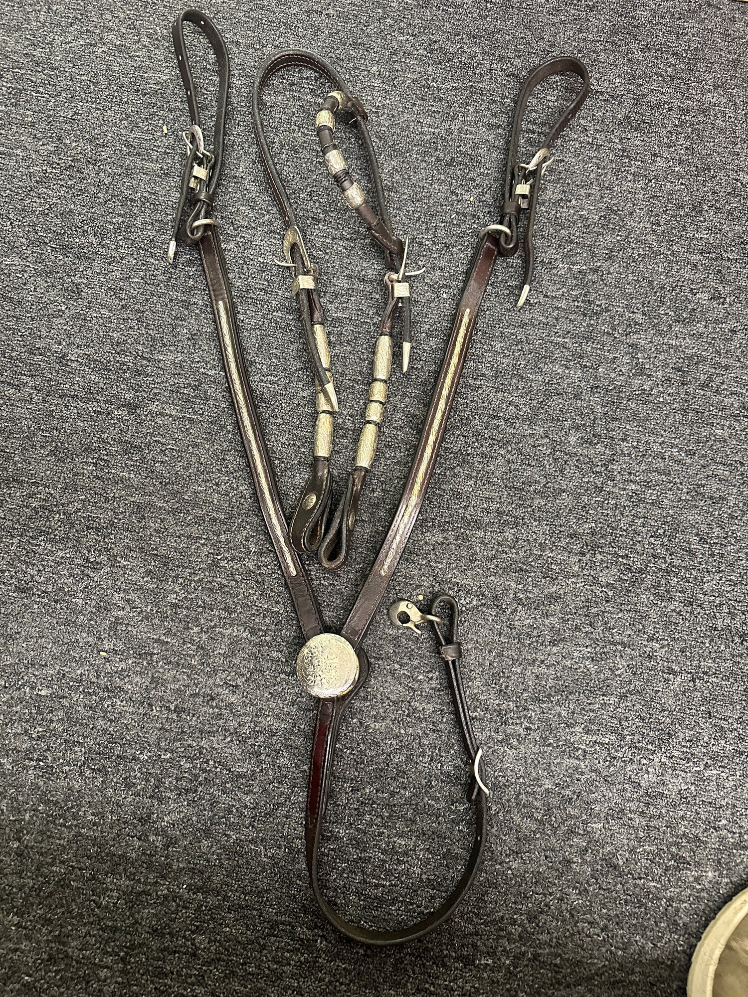 Western Headstall with matching Breast Plate with Silver