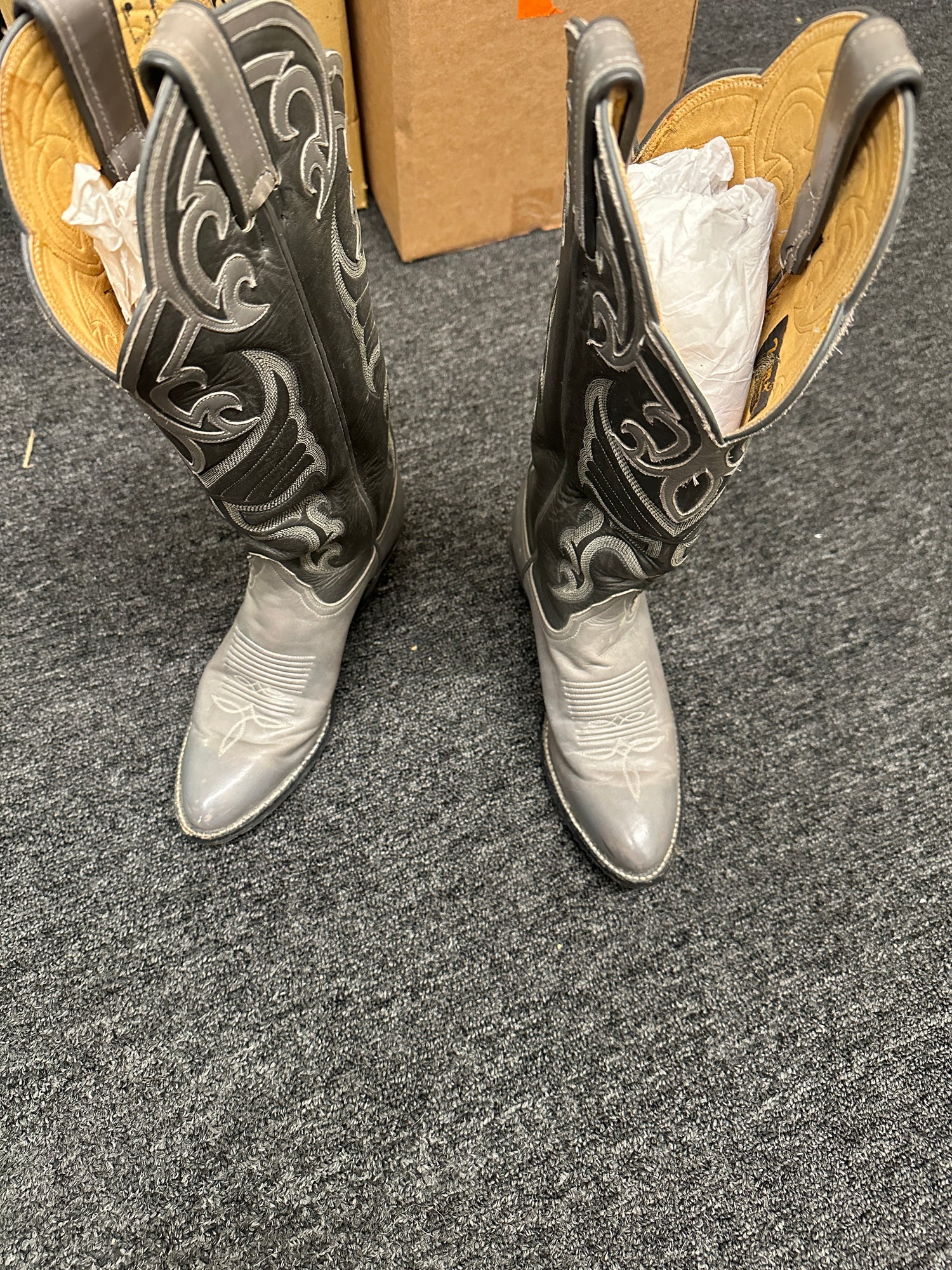 Grey Cowboy Boots Size 5.5