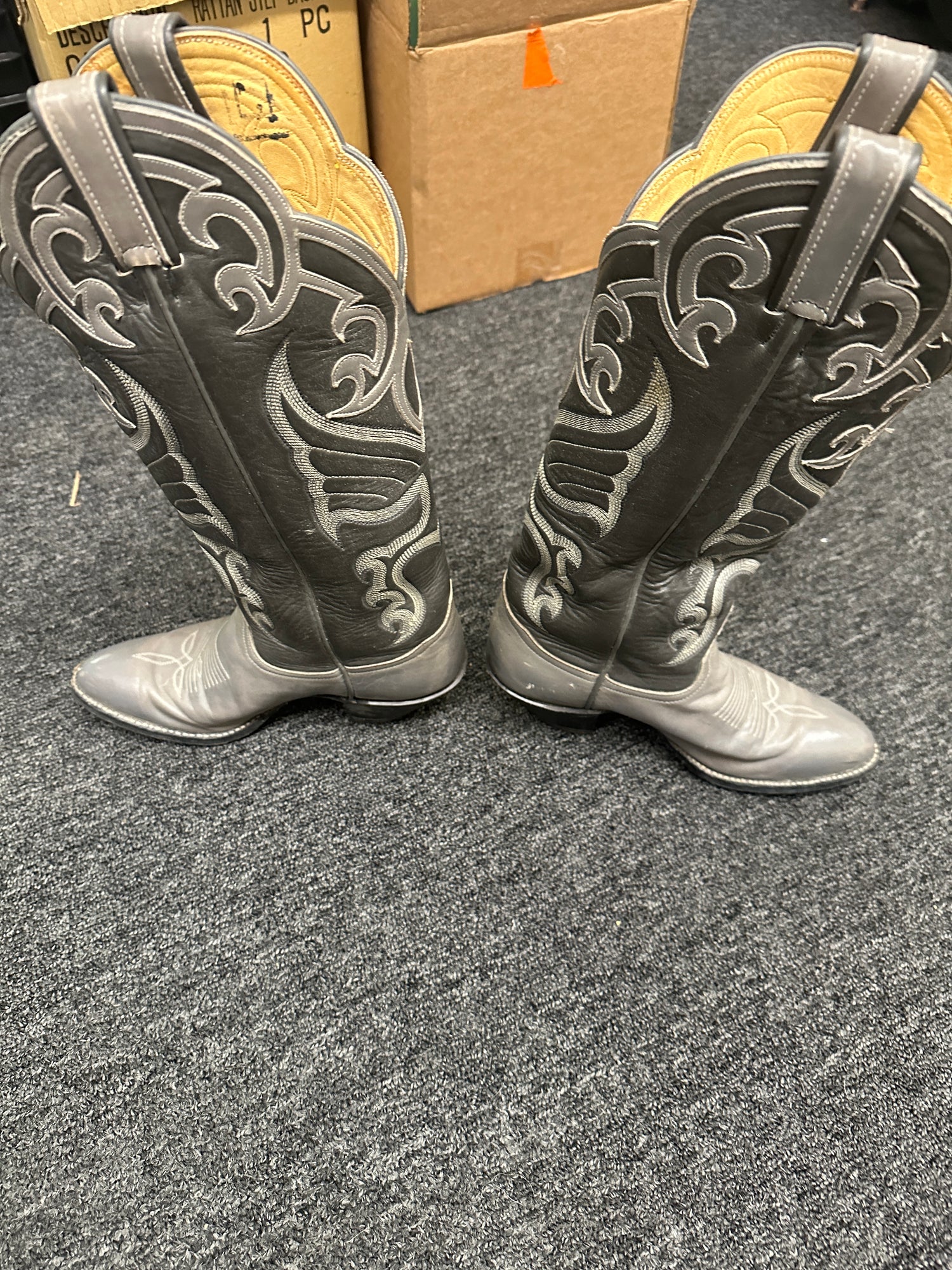 Grey Cowboy Boots Size 5.5