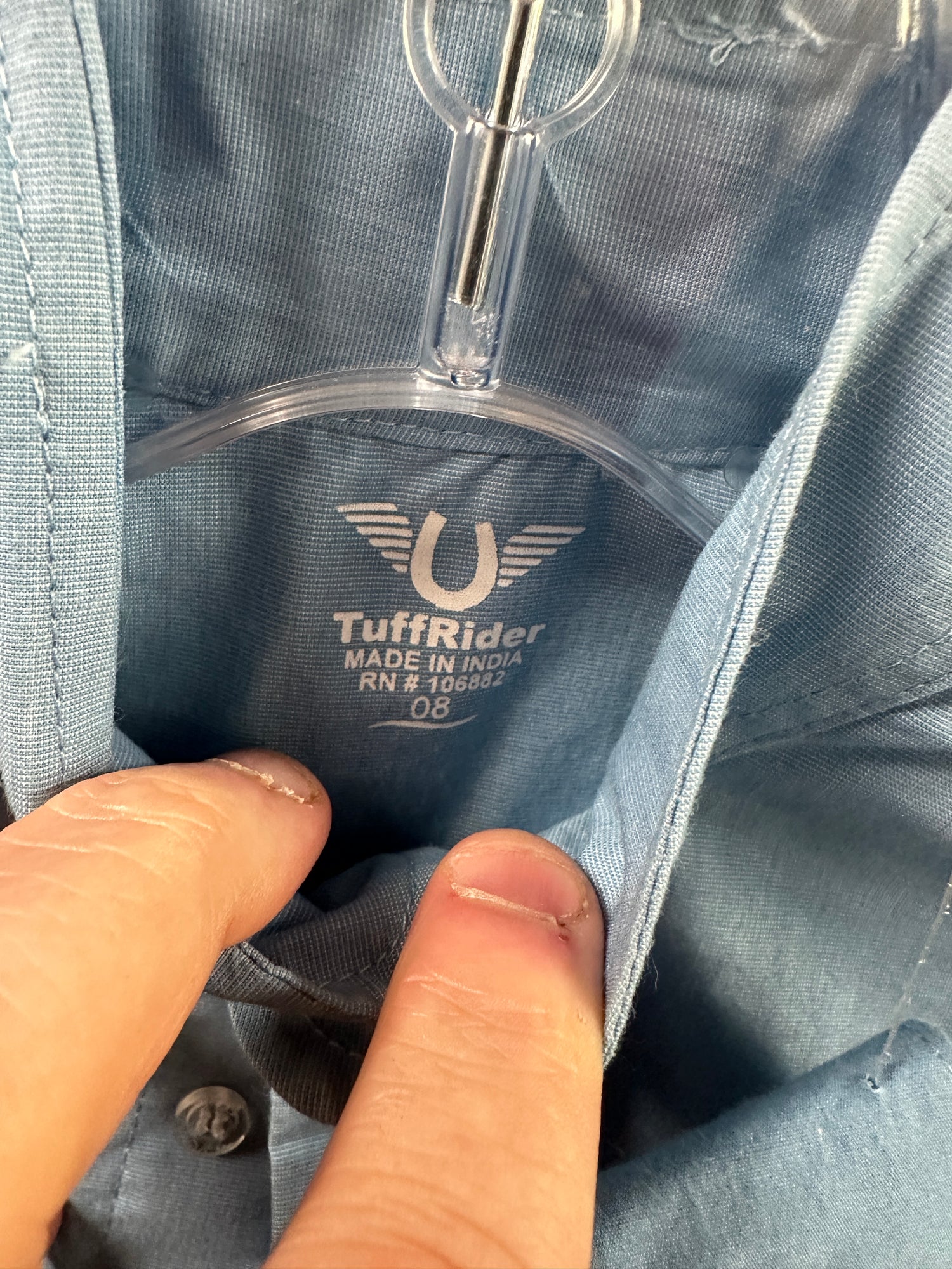 8 Youth Tuffrider Blue Show Shirt with matching collar