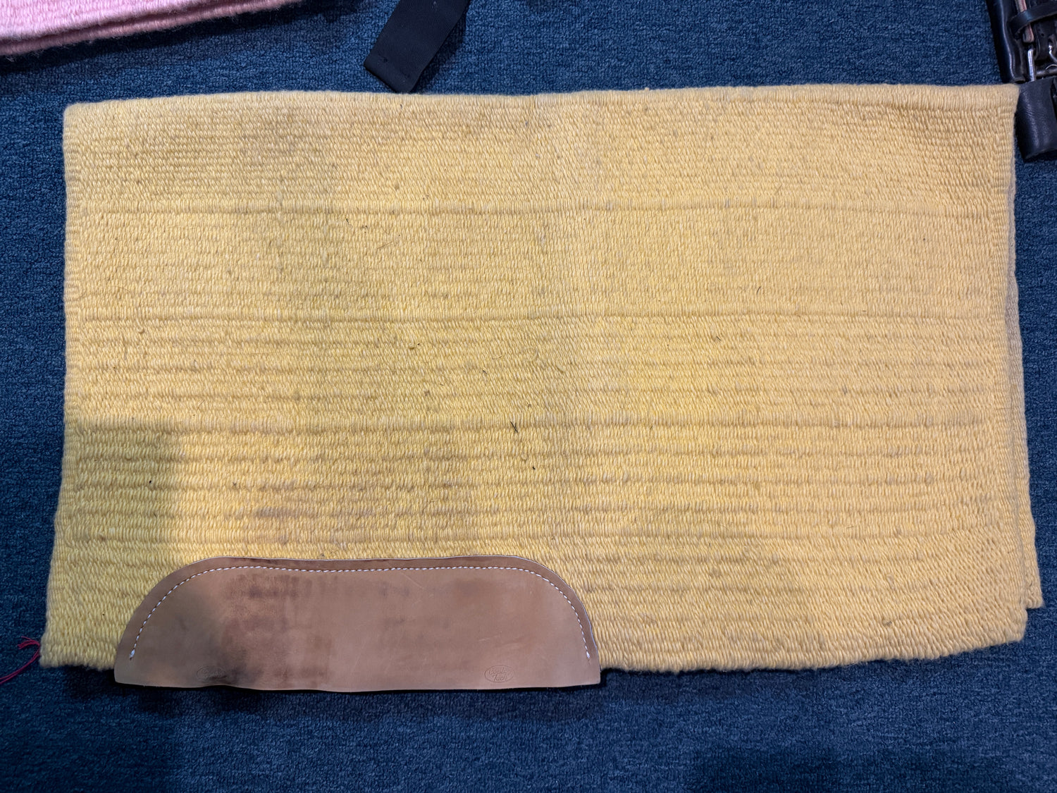 Yellow Western Saddle Rug with Leather