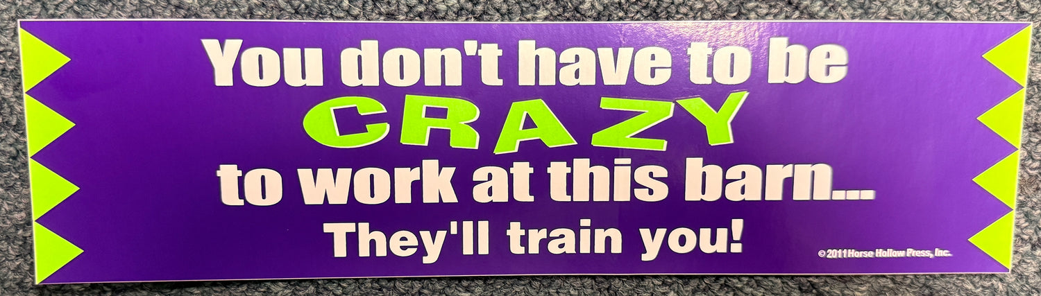 Horse Bumper Sticker You don't have to be crazy. we train