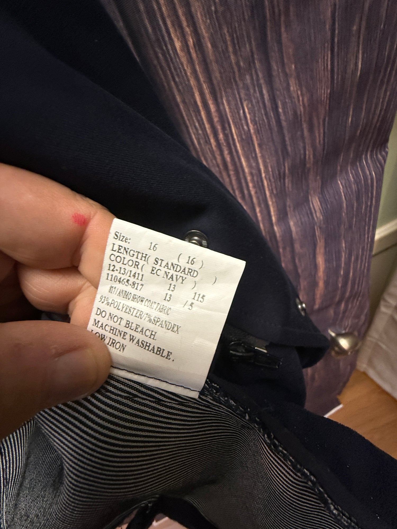 16Y Dressage 4 Button Show Coat zip inside Navy