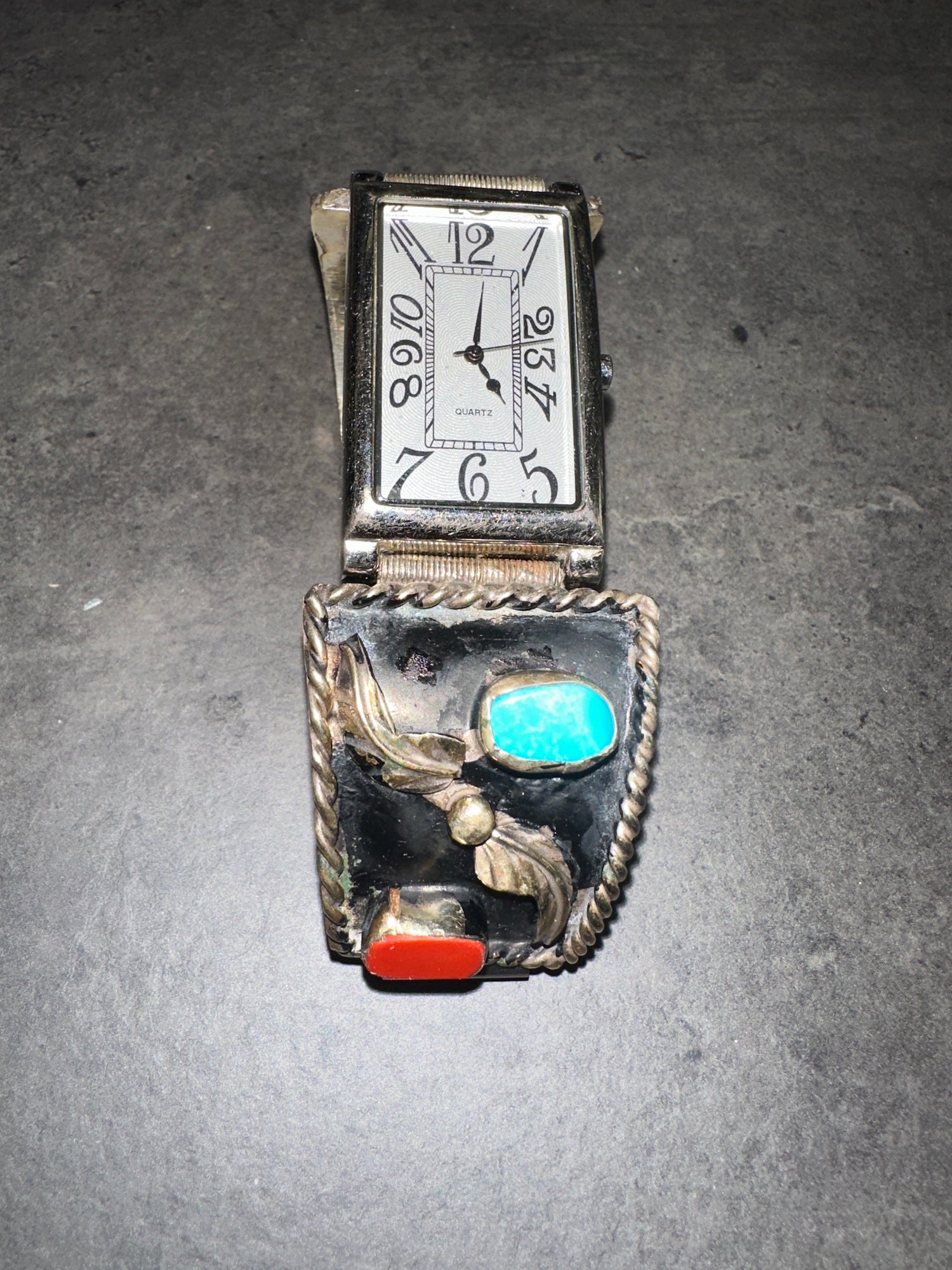 Turquoise & Coral Silver Watch