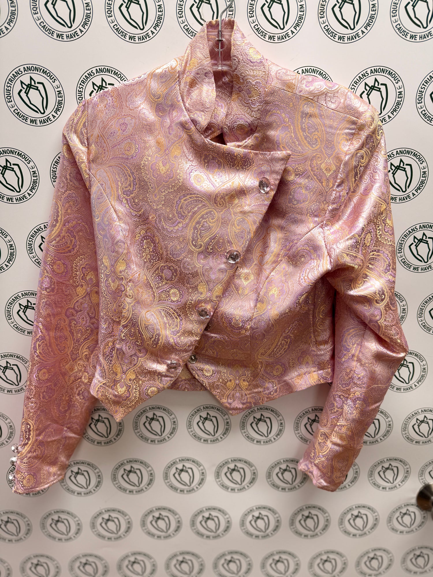 size 4 Pink purple paisley w fancy buttons Western show top