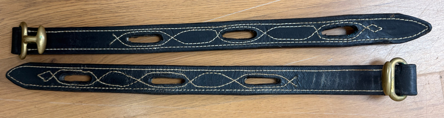 T End Trace extenders black leather fancy stitched 17" long