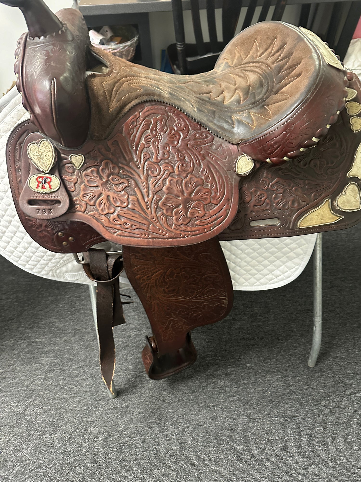 Red Ranger Western Saddle with Silver Seat 15 inch