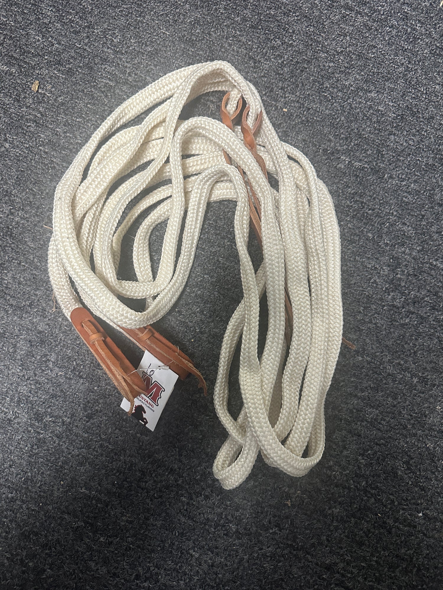 1/2" Split Reins Cotton with Leather Western