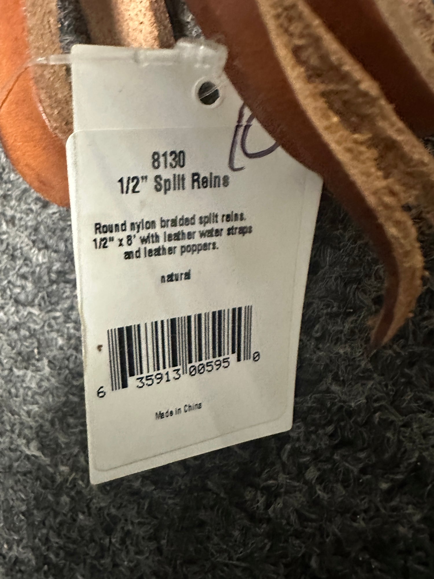 1/2" Split Reins Cotton with Leather Western