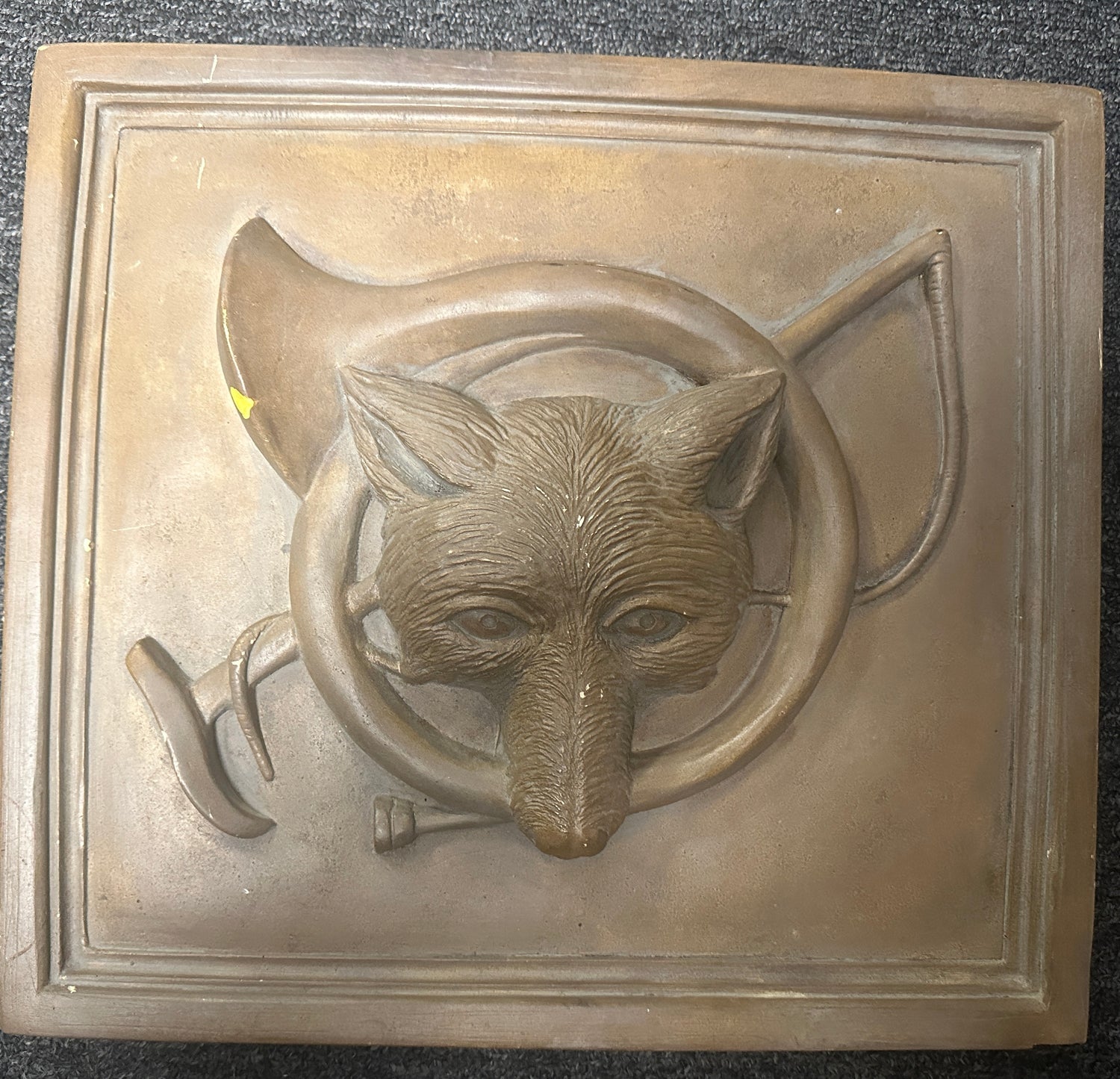 14 x 16 approx Plaster Fox whip & horn needs a small repair on horn