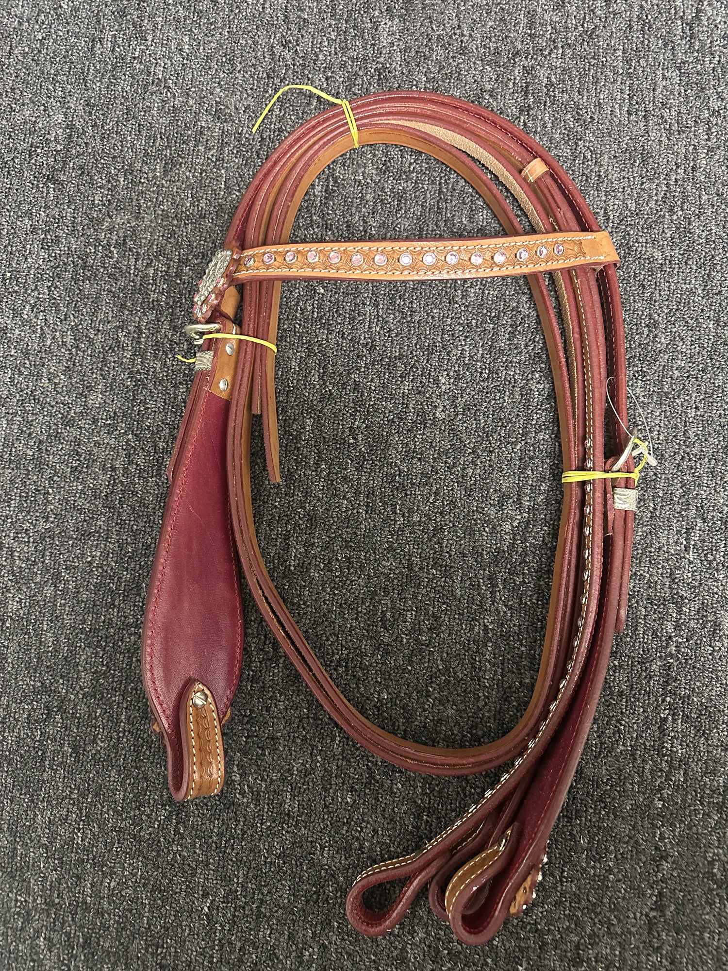 Western Headstall with bling, silver and reins