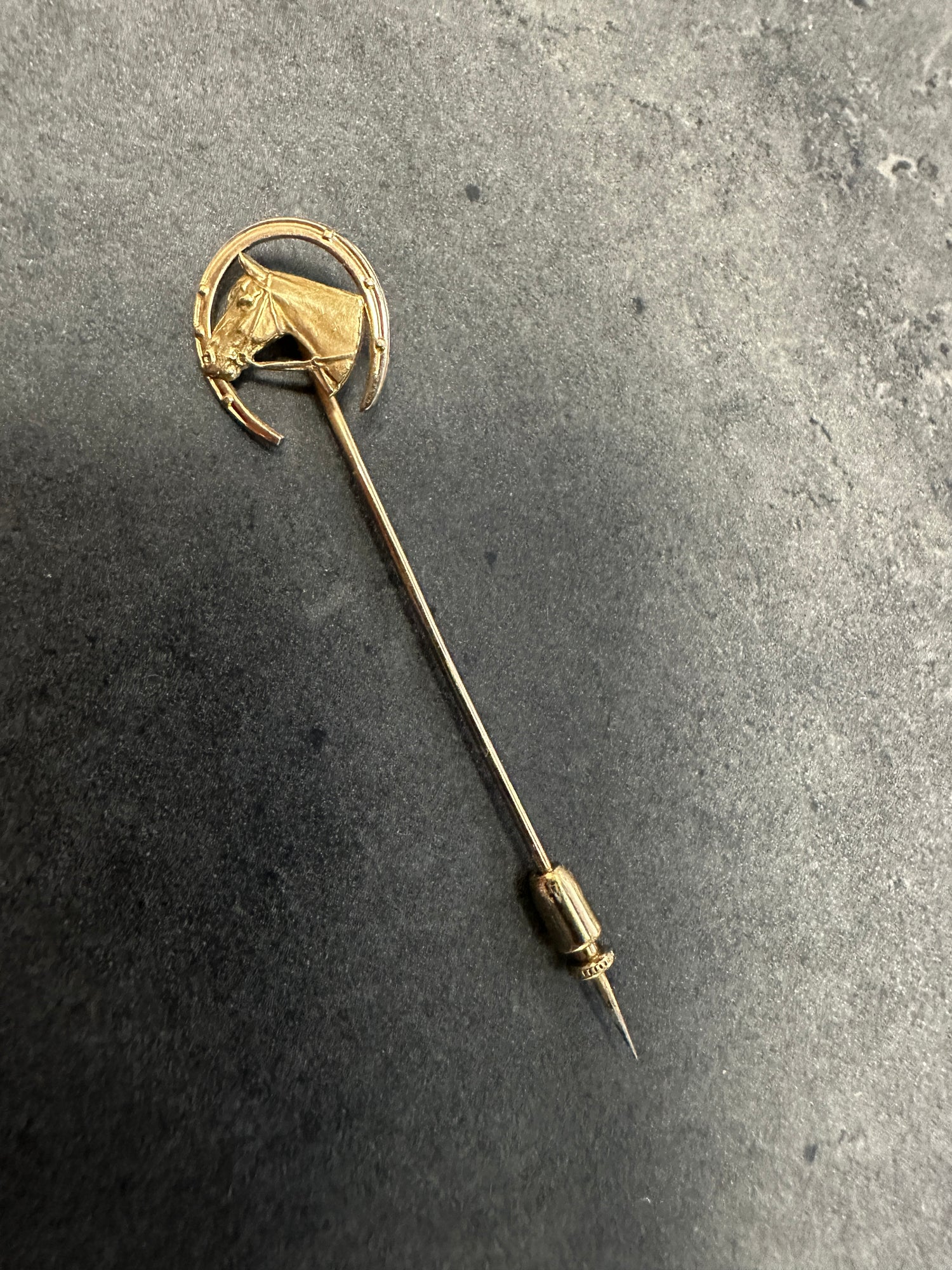 Real Gold Horse Head and Horse shoe stock tie pin