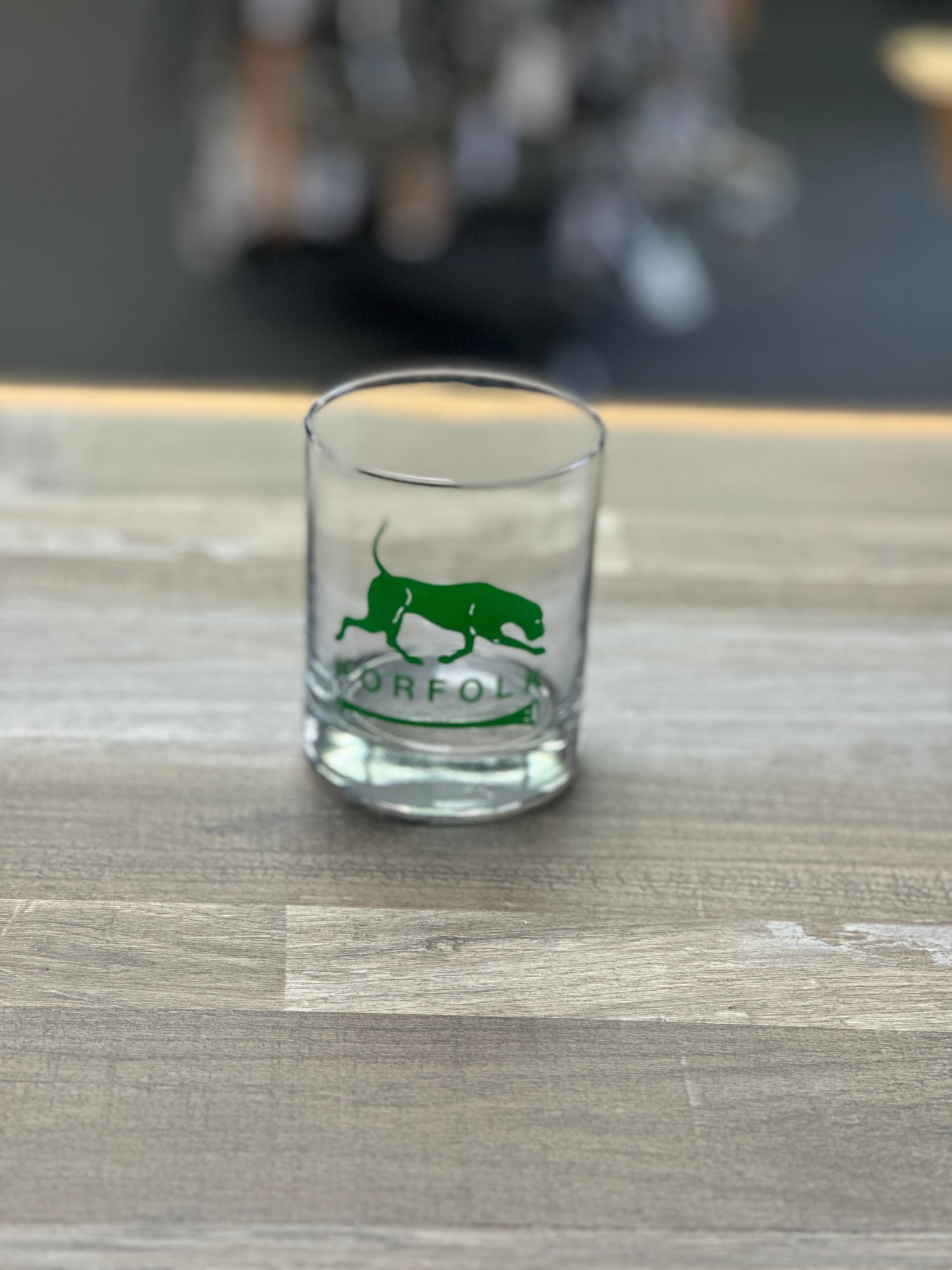 set of 8 Norfolk Hunt Rocks Glasses with Green NHC Logo