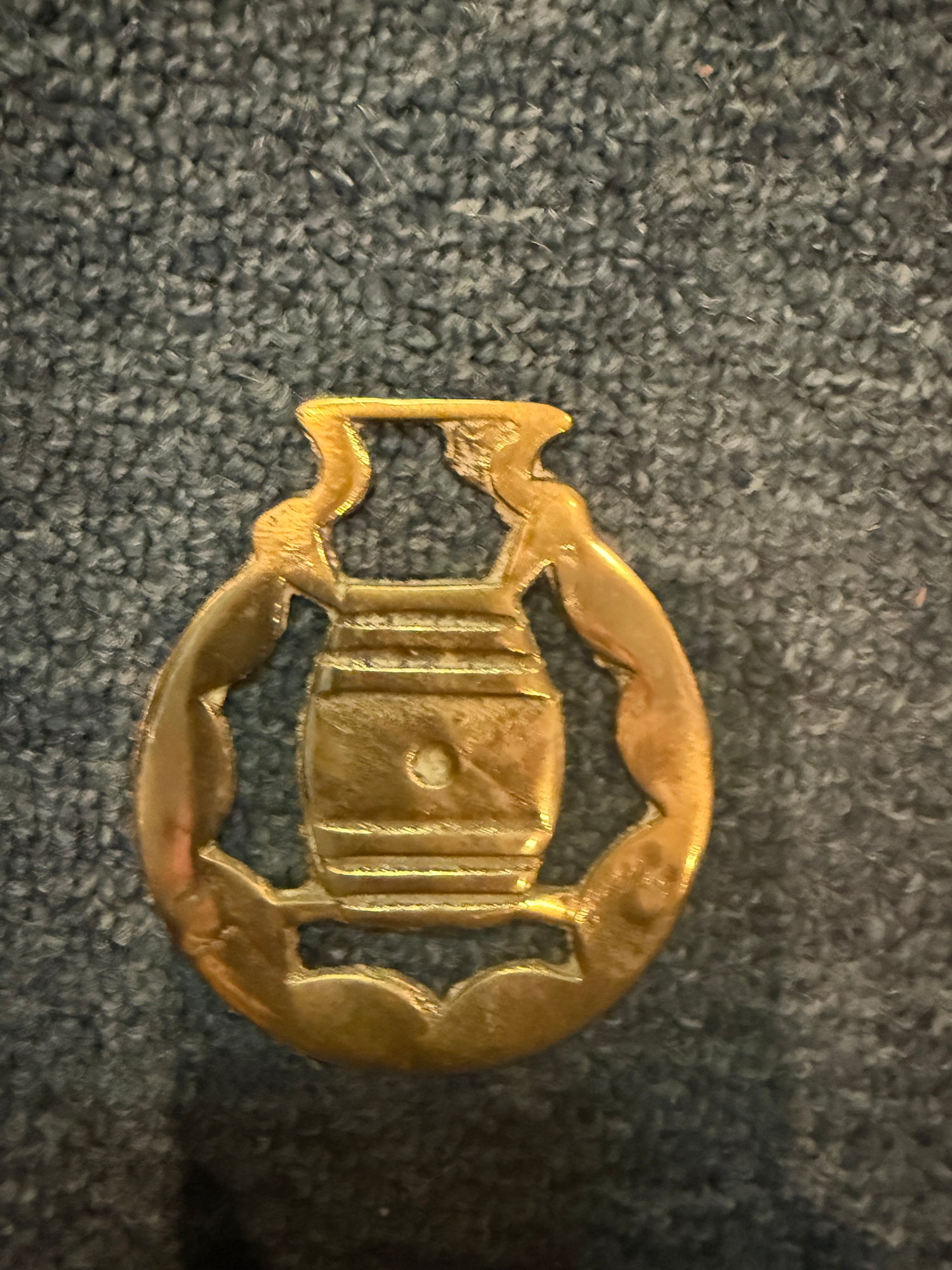 Brass Barrel Horse Brass Medallion - Vintage Harness Ornament