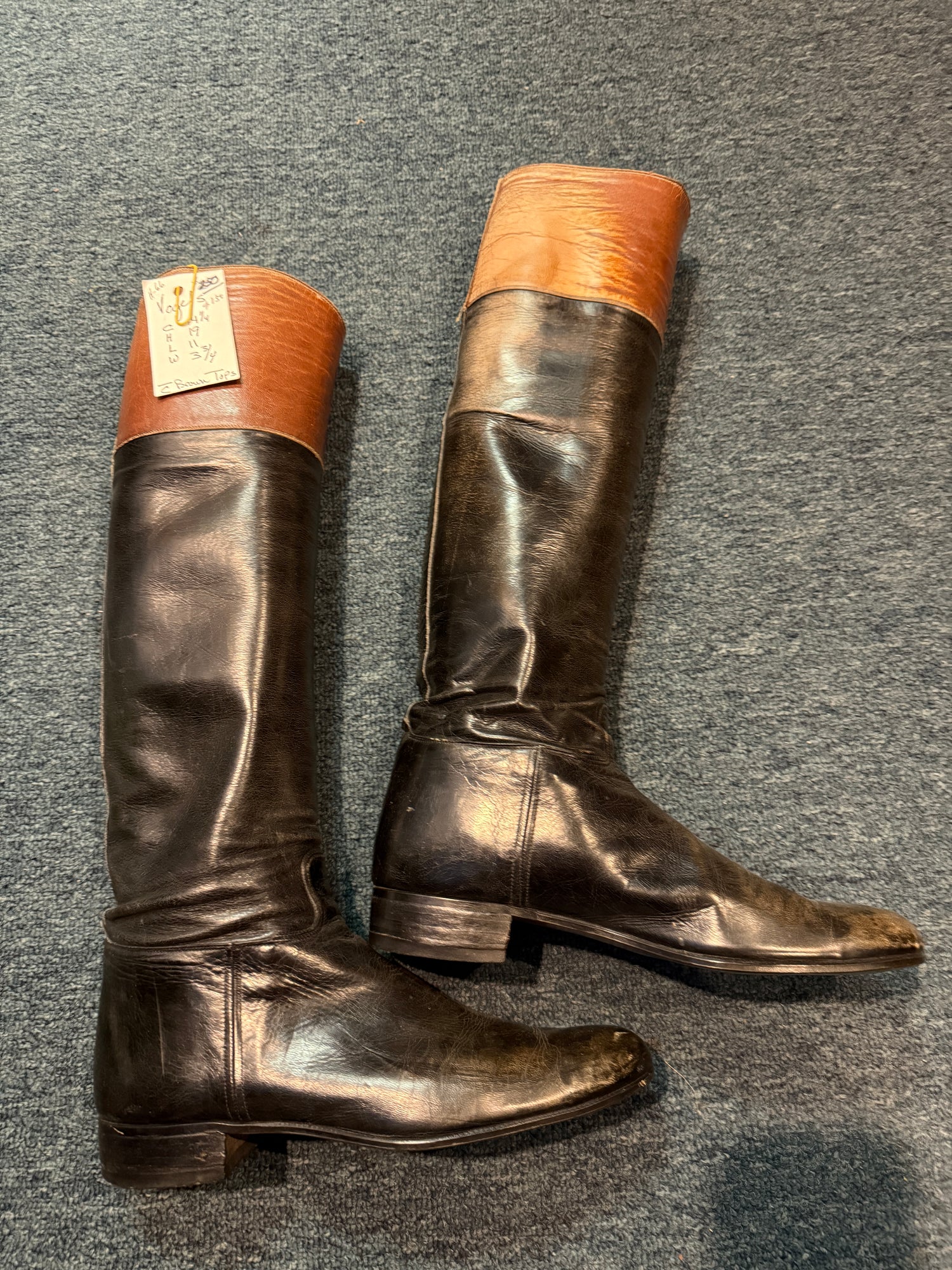 Men's Vogel Black Dress Boots w brown Tops for Formal Season of Fox Hunting