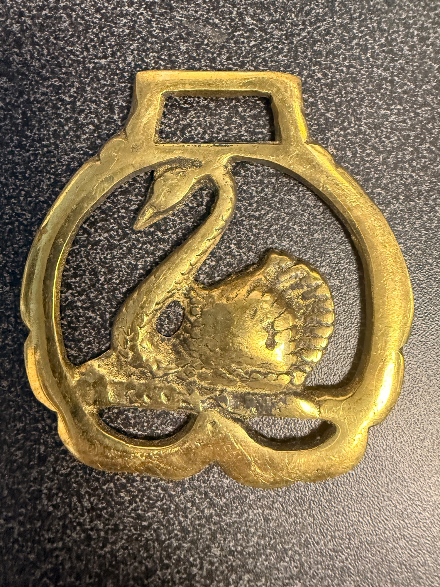 Antique Harness Brass of Swan medallions