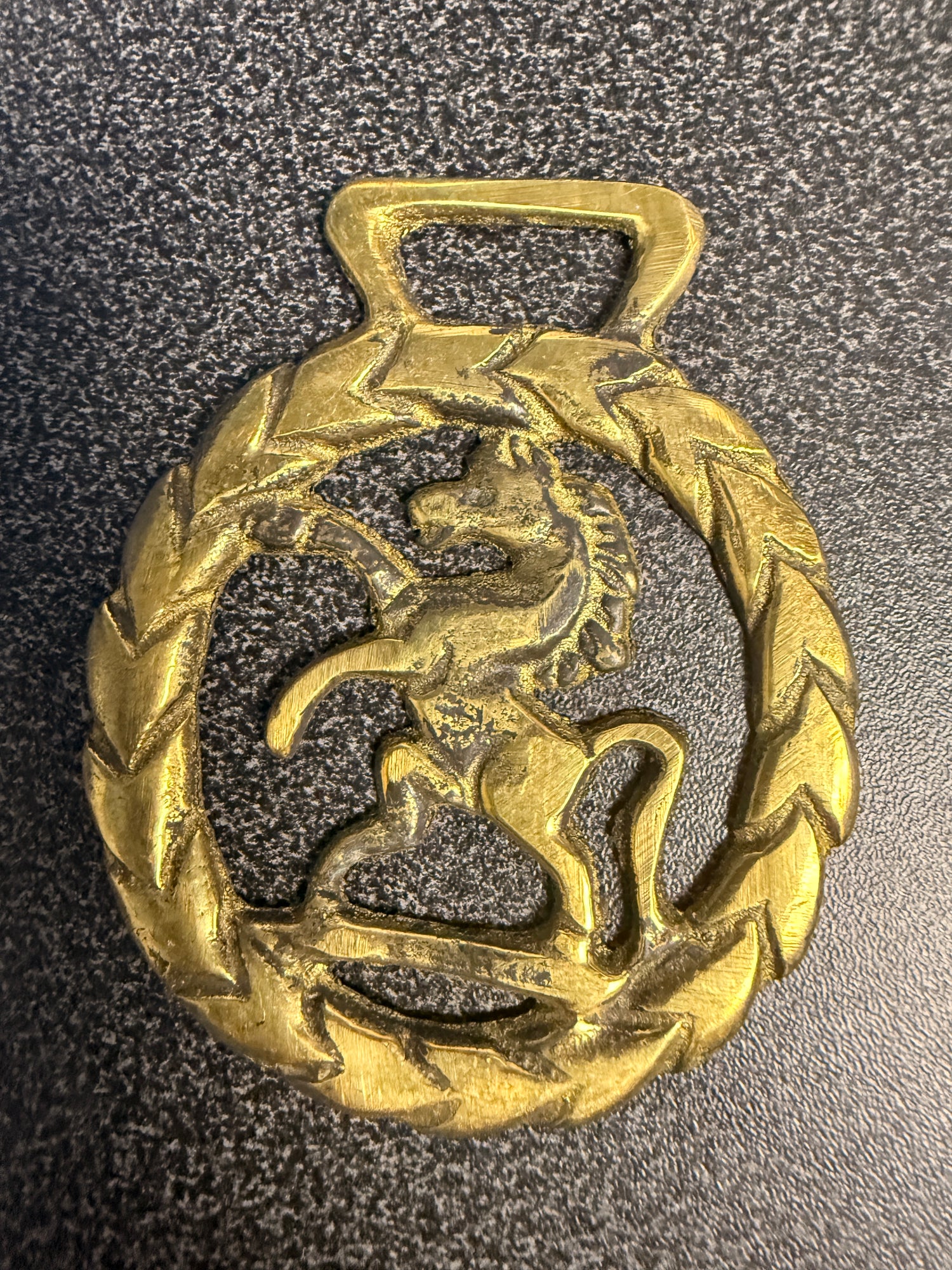Antique Harness Brass of rearing horse medallions