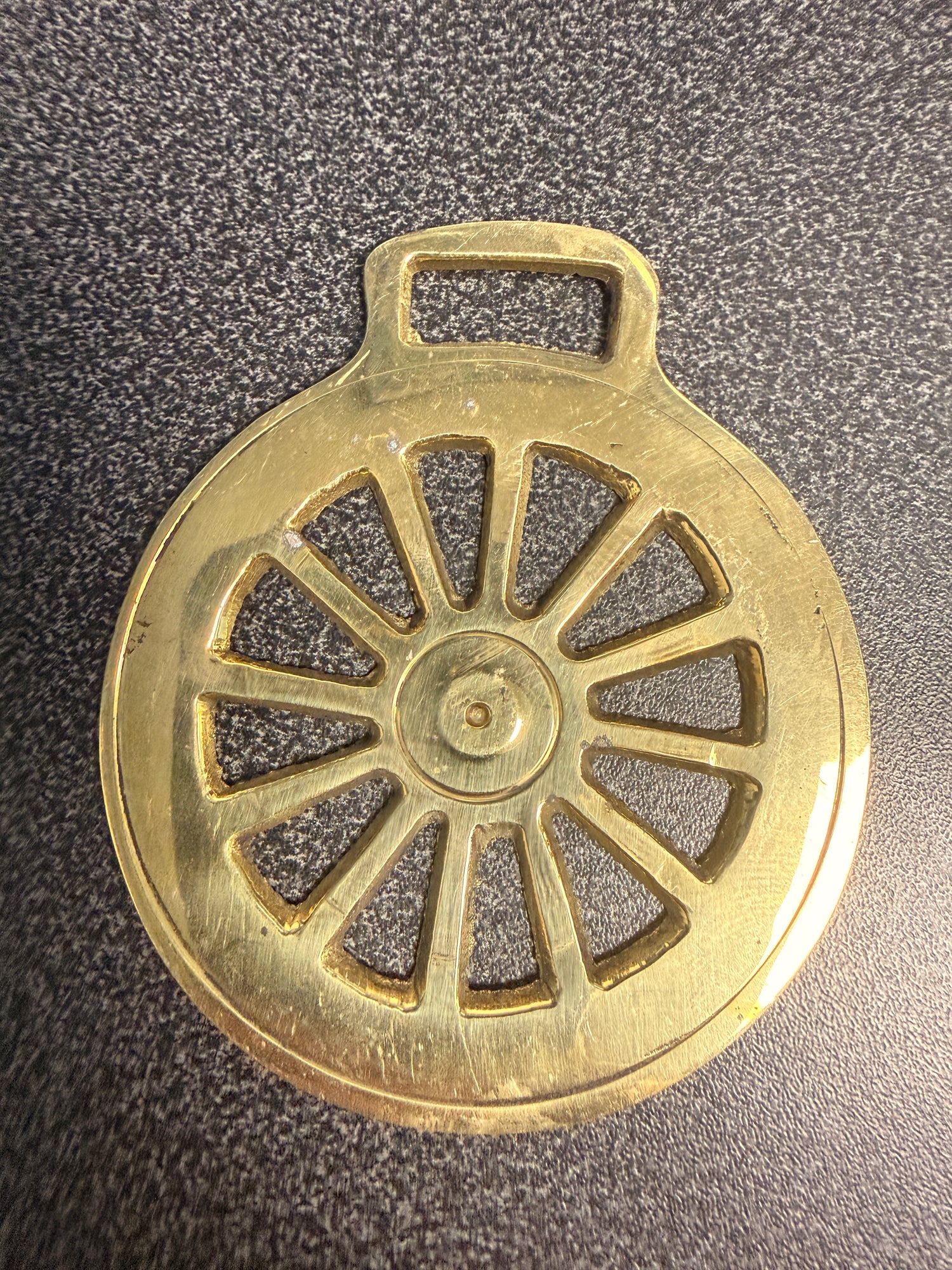 Antique Harness Brass of Spoked Wheel medallions