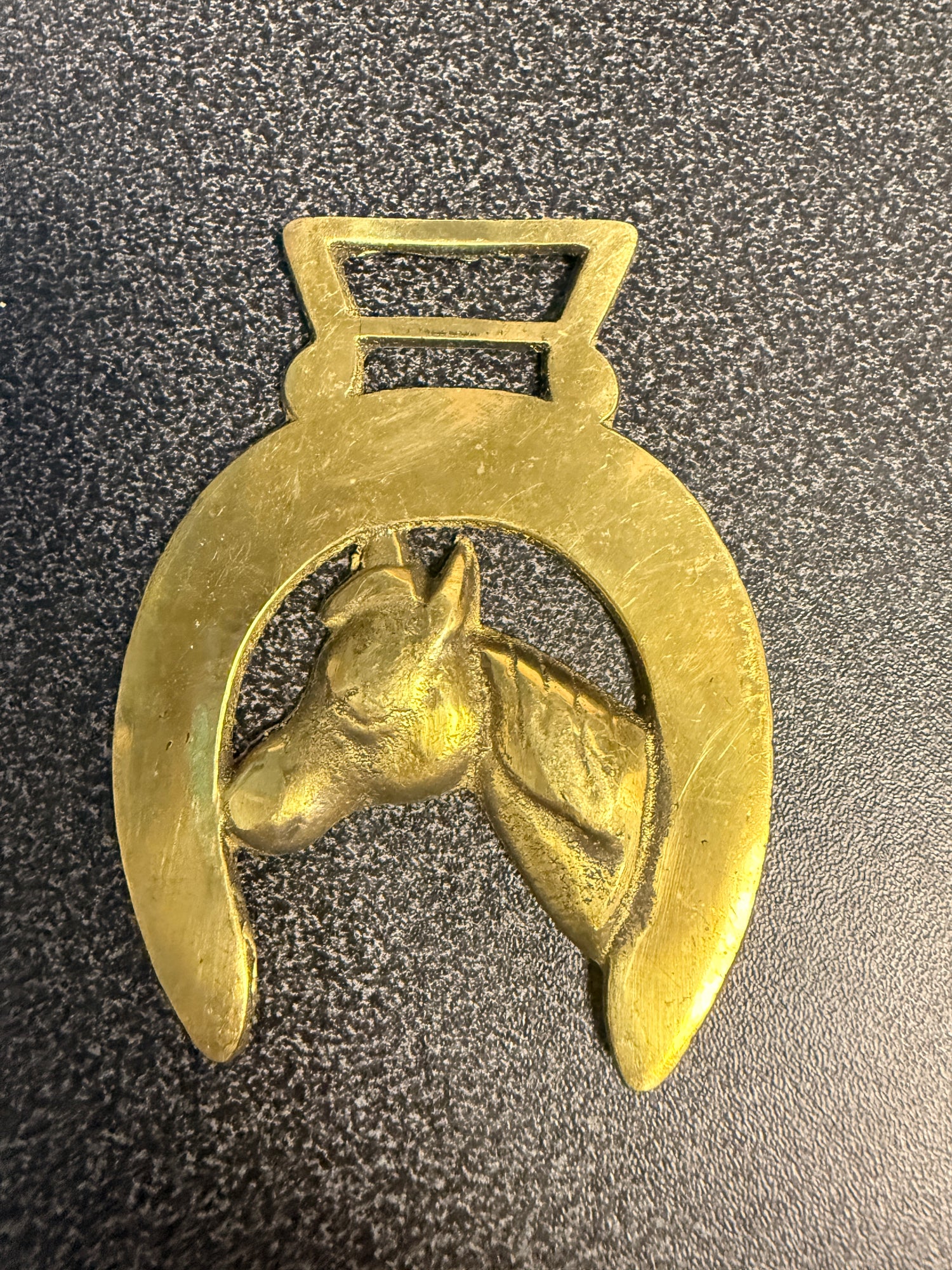 Antique Harness Brass of Horse Head and Neck  medallions